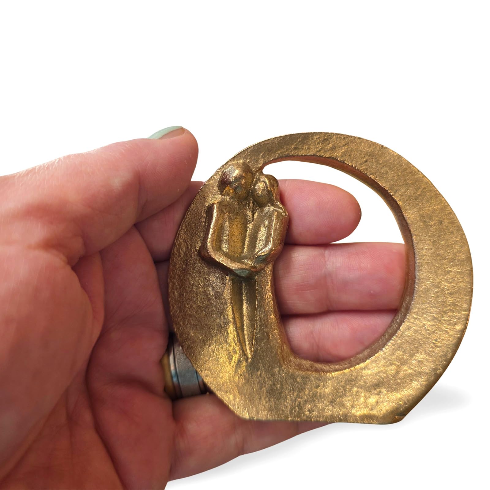 Herzmensch Mann und Frau Skulptur klein und Gold aus massiver Bronze 8 cm Liebe Brautpaar Liebespaar Figur als Geschenk zur Hochzeit, Jahrestag oder Valentinstag für Paare