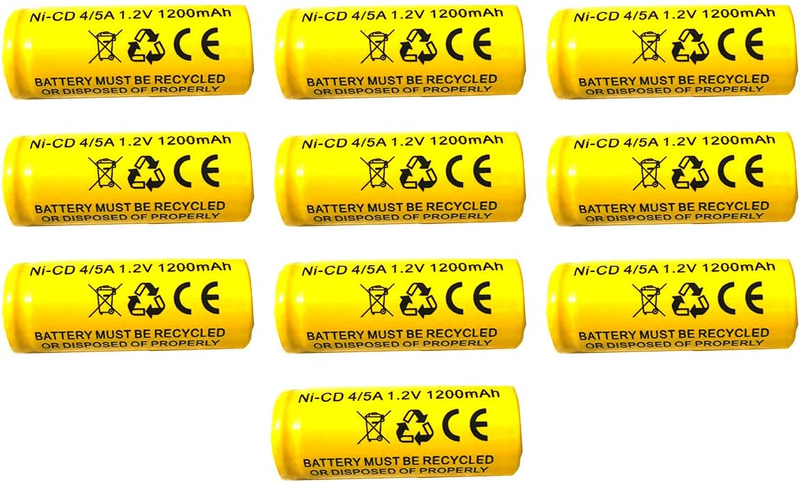 (10 Pack) ASC0086 KR-1500AUL KR1100AE KR-1200AUL 1.2v 1200MAH NiCad Battery Exit Sign Emergency Light Lithonia ELB-1210N ELB-1201N ELB 1210 ELB 1201 ELB1210 ELB1201 ELB1210n ELB1201n Nickel Cadmium