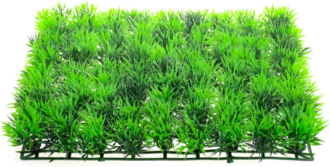 CNZ Aquarium Decor Fish Tank Decoration Ornament Artificial Plastic Plant 10" x 10" Green Mat, 3-Pack