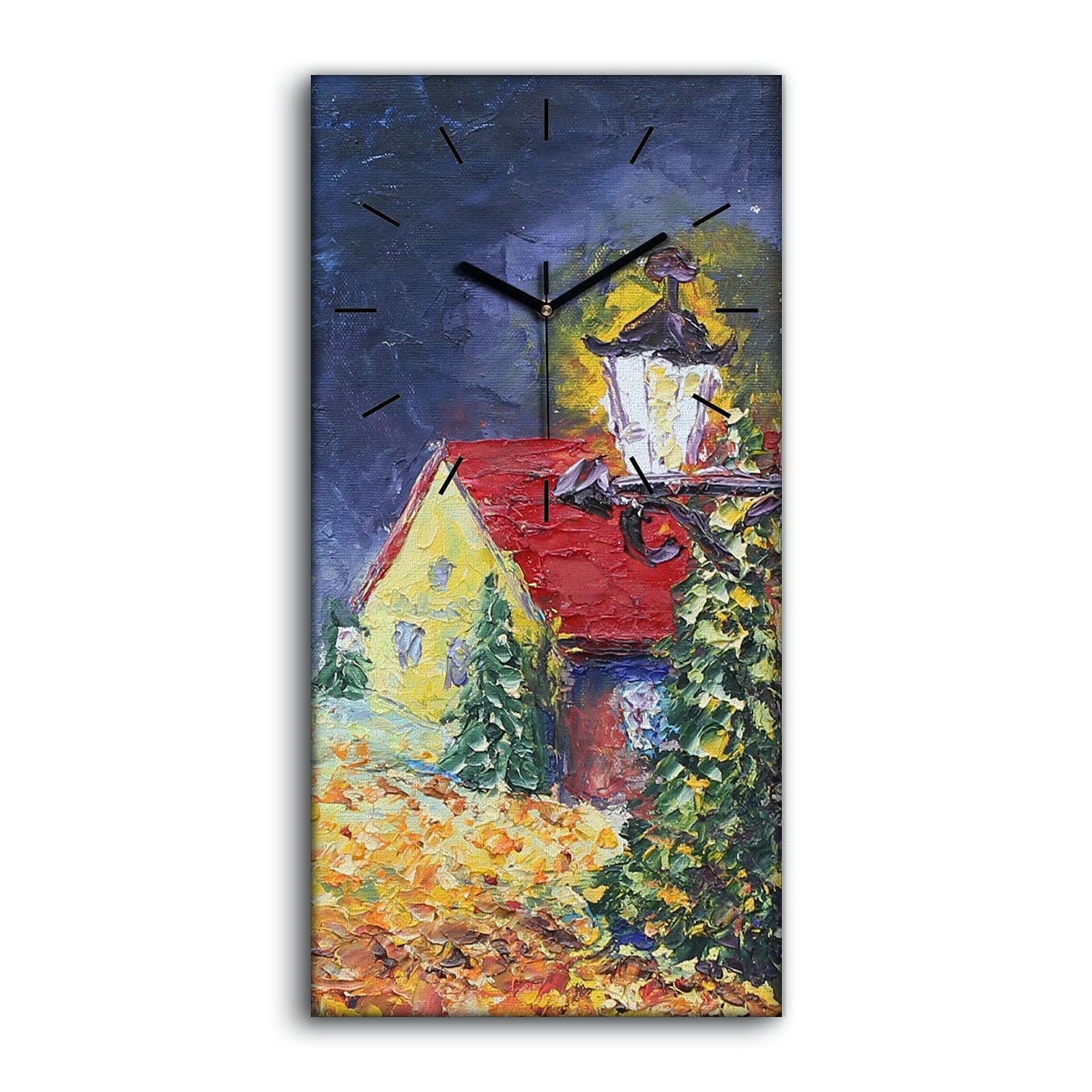 Horloge Automne Arbres Banque Image Art Mural Toile Salon 30x60cm