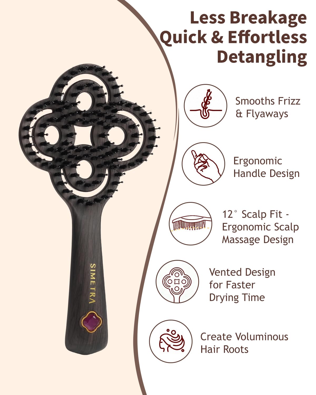 Curly Hair Brush,Boar Bristle Hair brush for Thick Curly Thin Long Short Wet or Dry Hair Flexible Bristles Effectively Prevent Tangles, Hair Brush for Men Women Kids