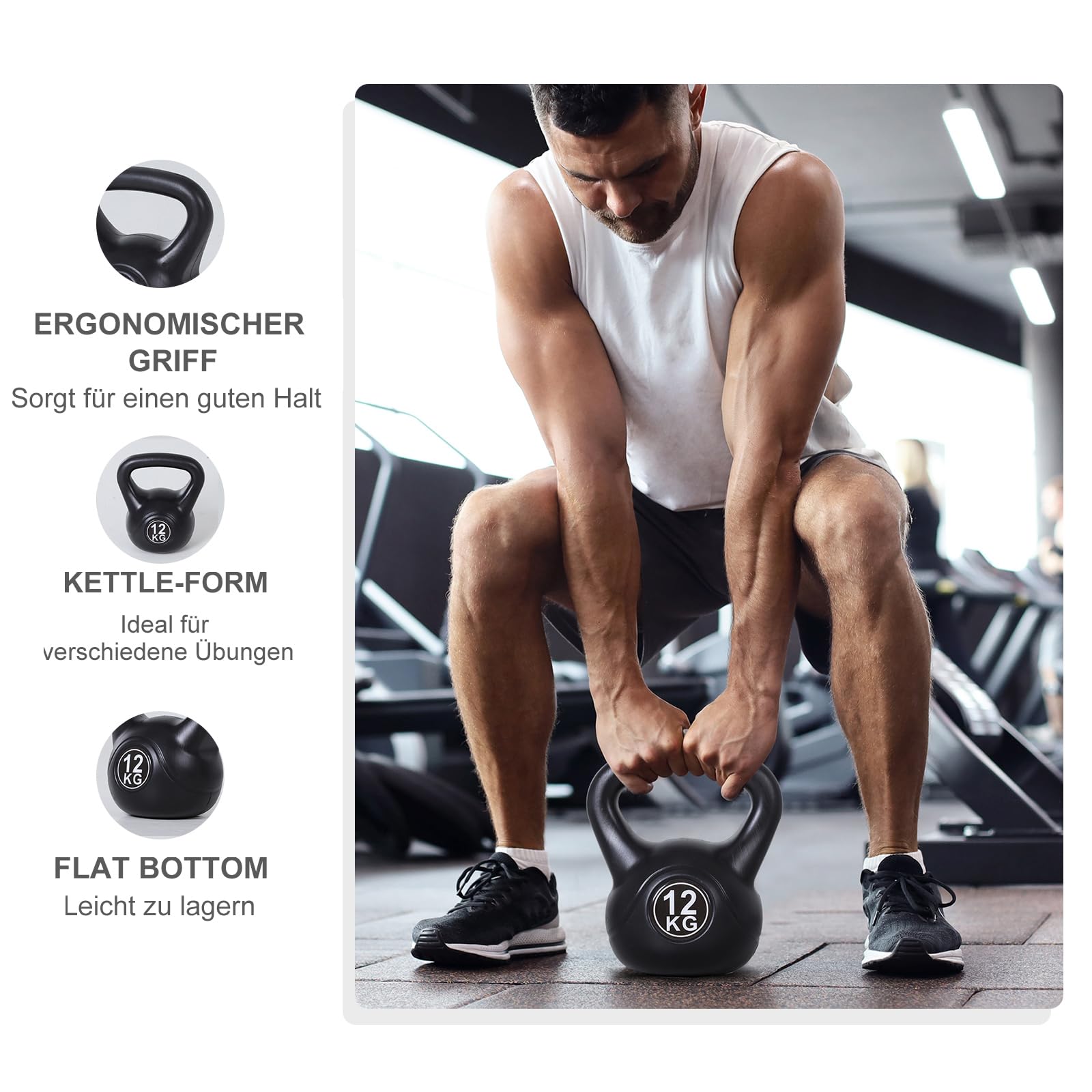 HOMCOM Kettlebell Kugelhantel Gewicht-Hantel mit Sand befüllt für Anfänger Zuhause Krafttraining