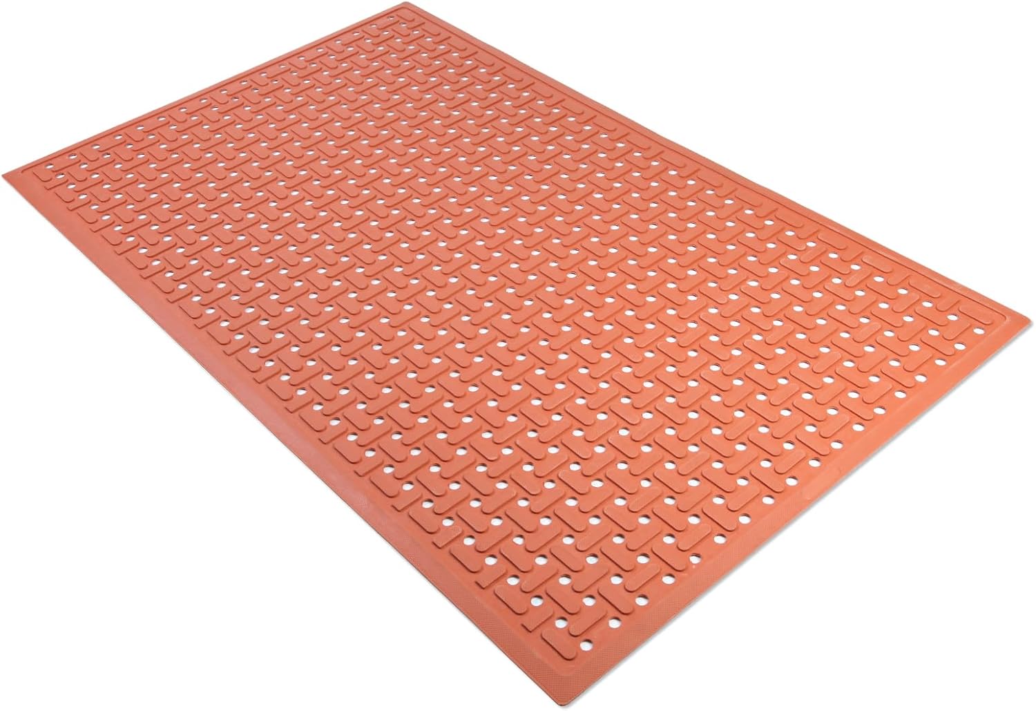Rubber Non-Slip Waterproof Floor Mat Heavy Duty Anti-Fatigue Mats 33"x57" for Wet or Snow Deck, Restaurant Bar Kitchen (OrangeRed)