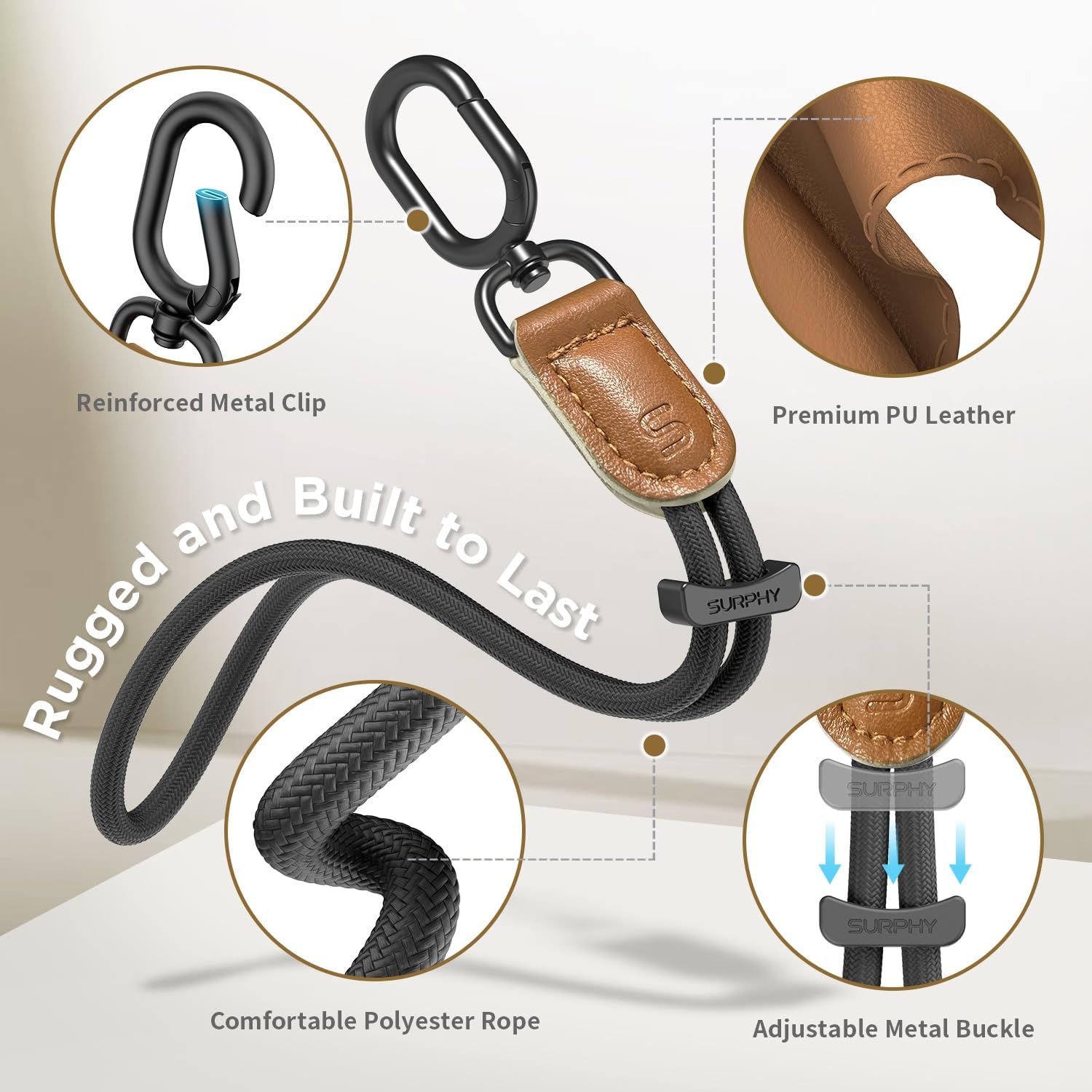 SURPHY Phone Wrist Strap, Keychain Wristlet, Phone Strap Charm with Tether Tab, Cellphone Lanyard Wrist, Key Chain for Women - Image 3