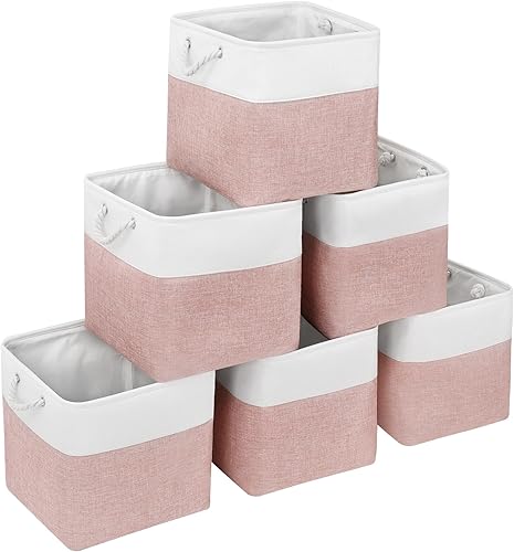 AUSSIY Cubo de almacenamiento, contenedores plegables de tela con asas, para almacenamiento de ropa, juguetes, libros, 13 x 13 x 13 pulgadas,