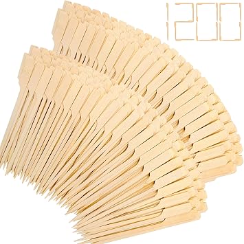1200 Pieces Bamboo Appetizer Skewers 4.7 Inch, Cocktail Picks Fancy Toothpicks for Appetizers, Flat Wooden Cocktail Skewers Sticks for Party Food Drinks Fruit BBQ, Charcuterie Boards Accessories