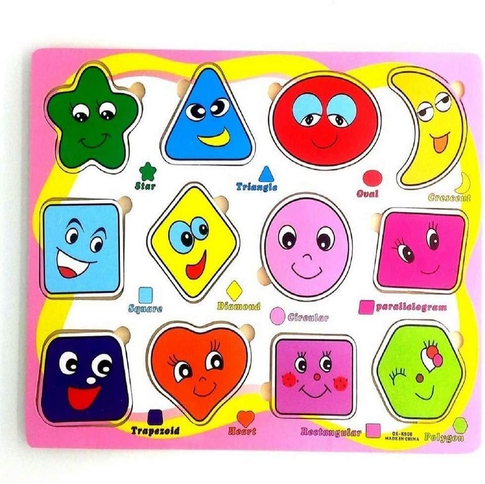 Univocean Wooden Educational Puzzles of Numbers,Geometric Shapes, Fruits (Multi-Color, Set of 3)