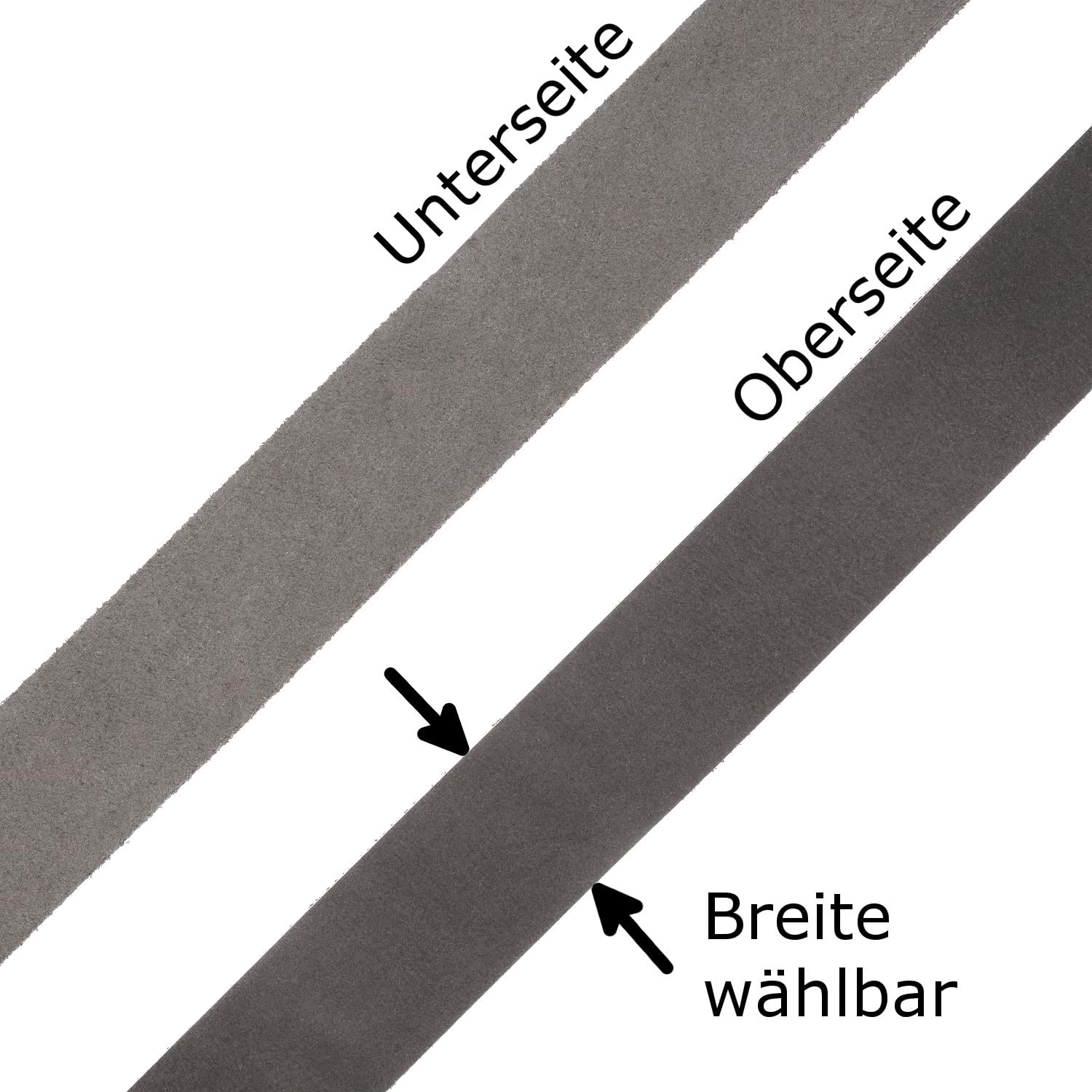 Auroris - Lederband flach grau Breite wählbar 3/4/5/8/10/15/20/25/30/35/40 mm - Variante: Breite 35mm / Länge 5m