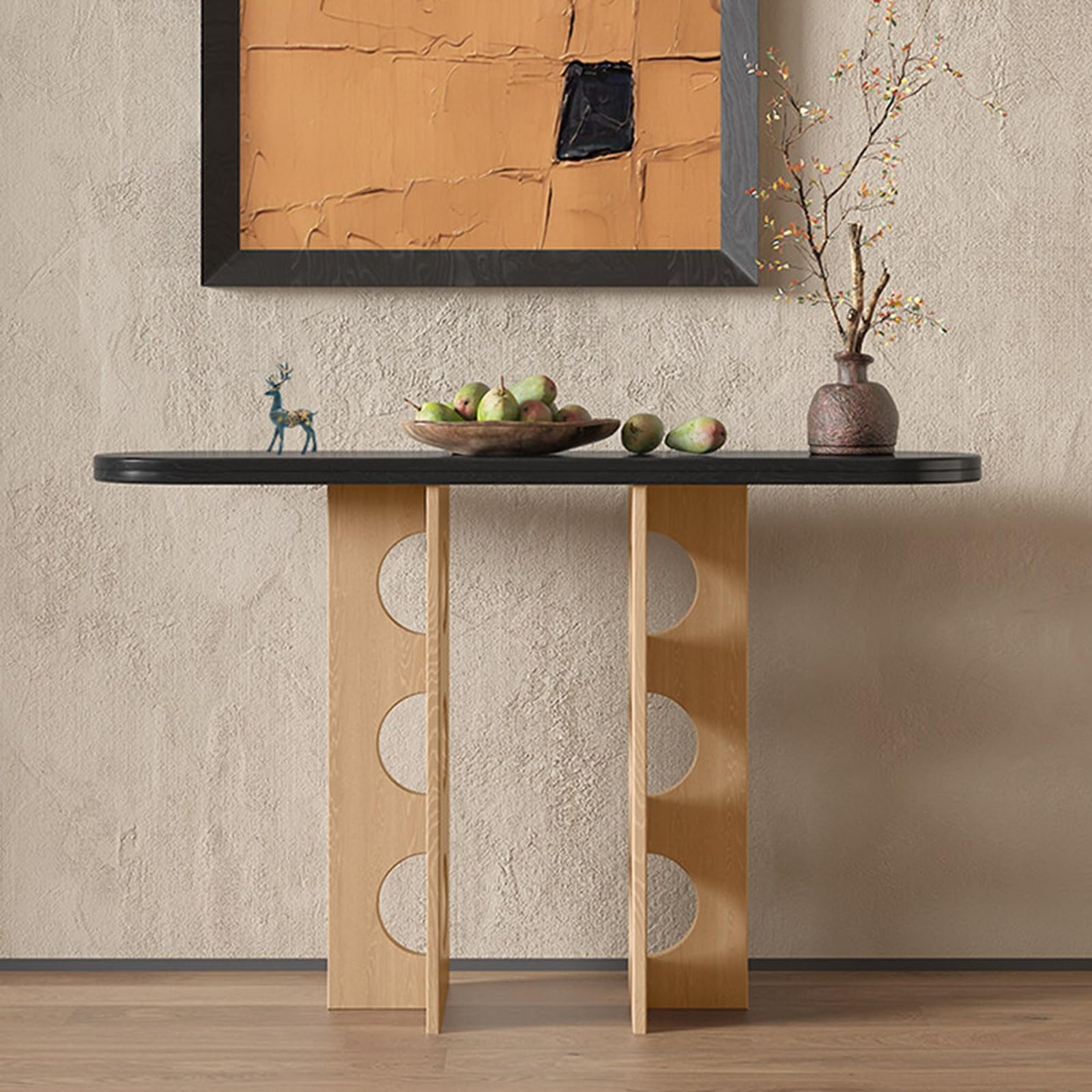Mesa decorativa de madera maciza con diseño delgado y acabado premium