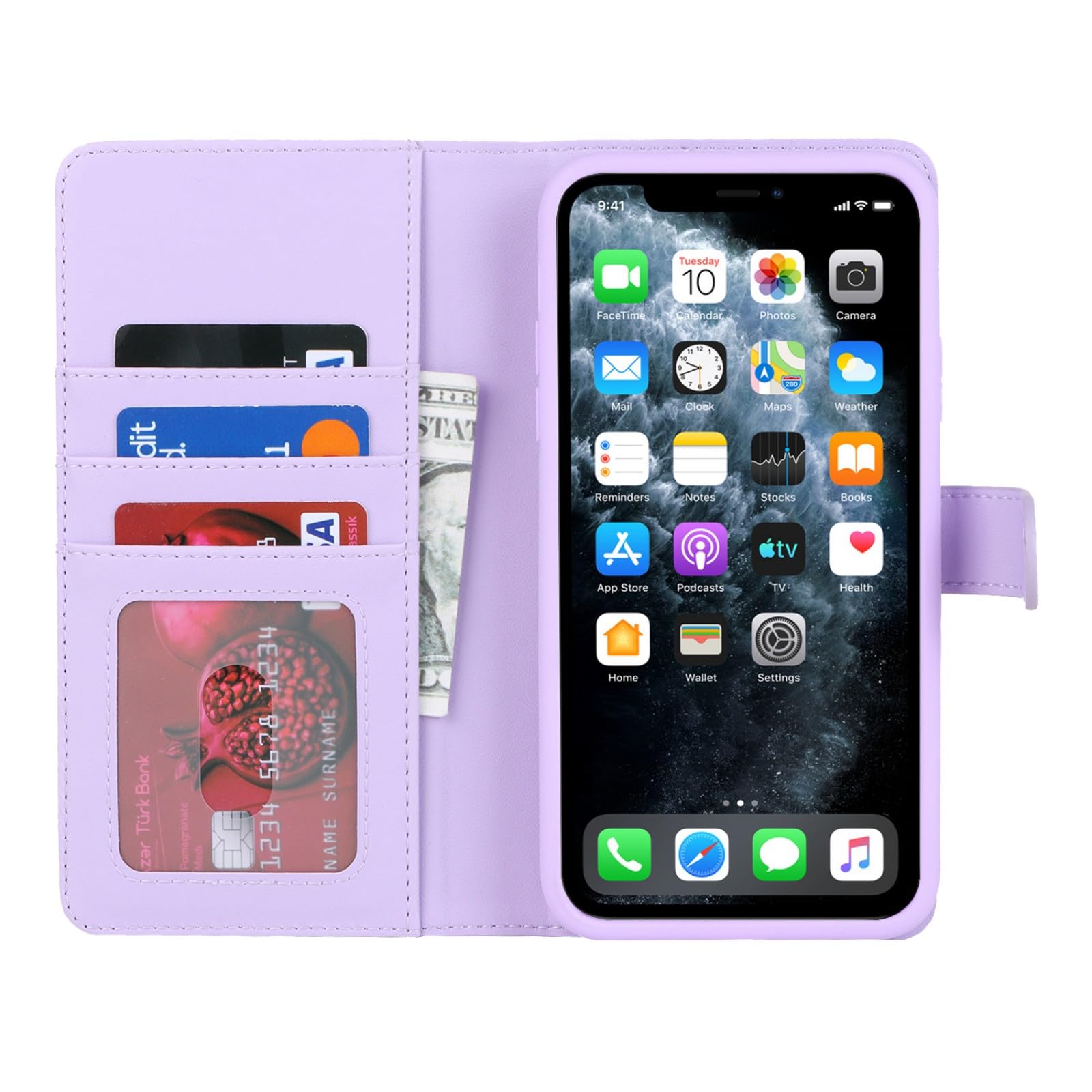 Zouzt for iPhone 11 Pro Max 6.5 Inch Detachable Wallet Case with Card Holder for MagSafe Premium PU Leather 2 in 1 Flip Folio Book Magnetic Stand Protective Phone Cover - Image 4