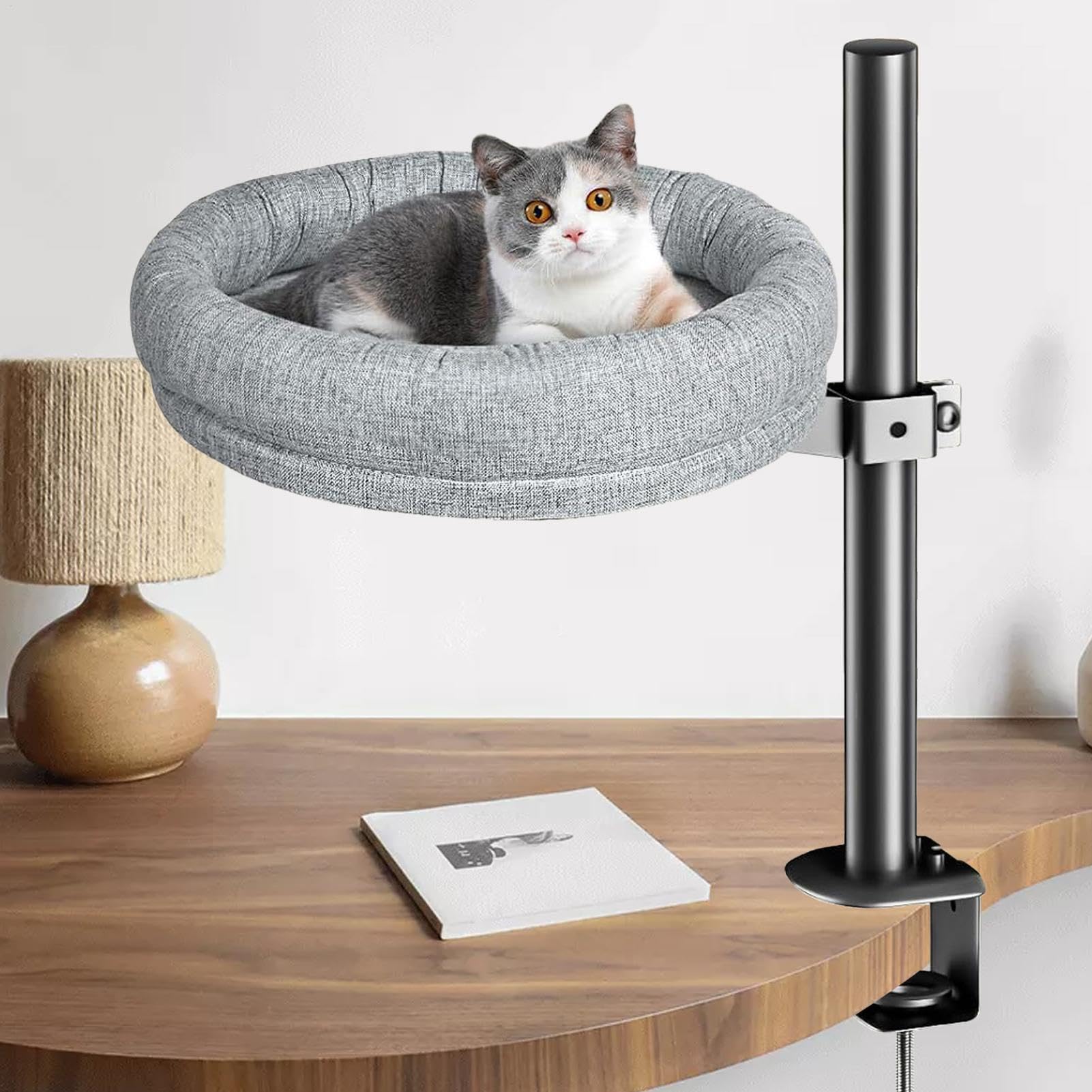 per scrivania per lettino per gatti, Letto per gatti per scrivania,Letto con mensola per gatti regolabile per gatti da interni | Casetta per gattini da scrivania dal design salvaspazio