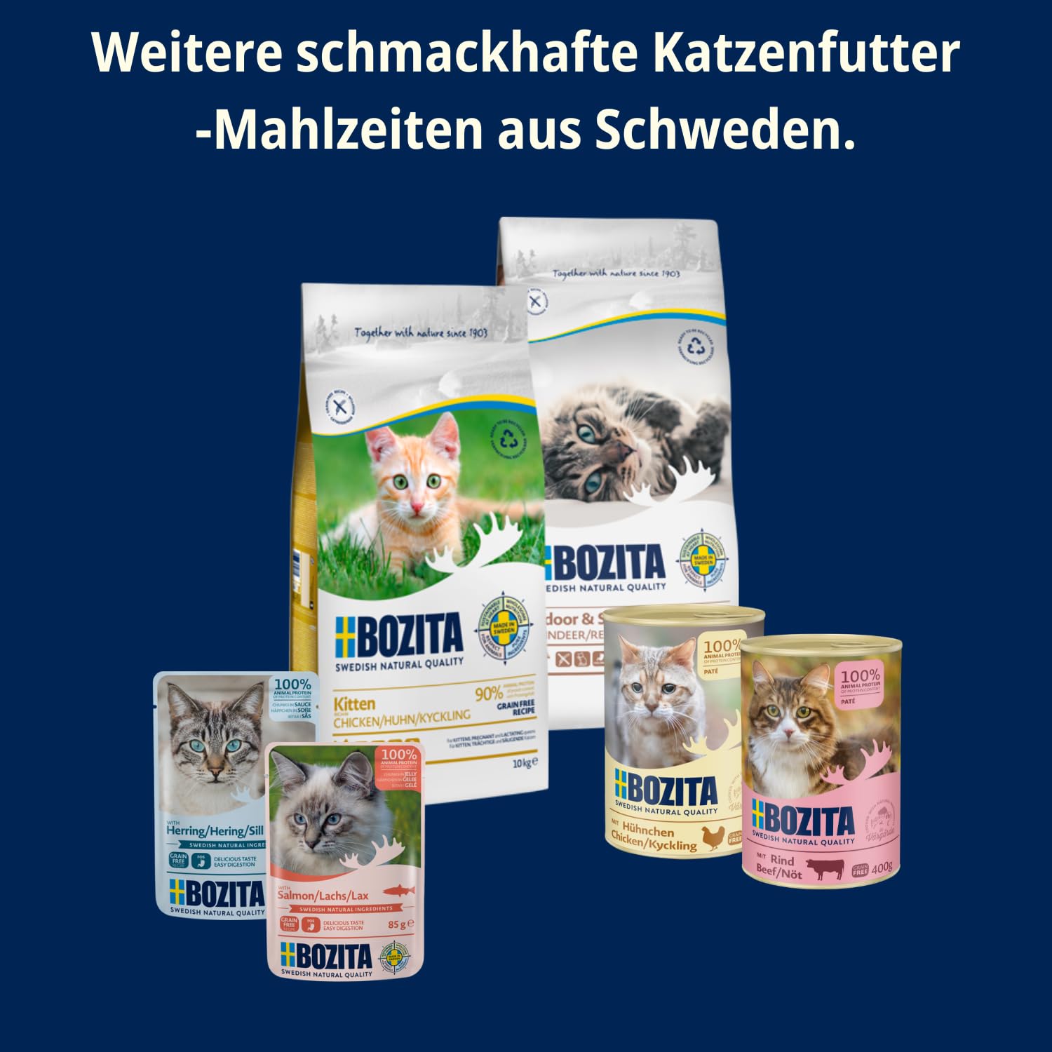 Bozita Tetra przekąski w sosie z reniferem – 6 x 370 g bez zbóż i cukru, mokra karma dla kotów bez techniki genetycznej – 7,5% białka i 5% zawartości tłuszczu – wysoka jakość i wyjątkowo bogata w