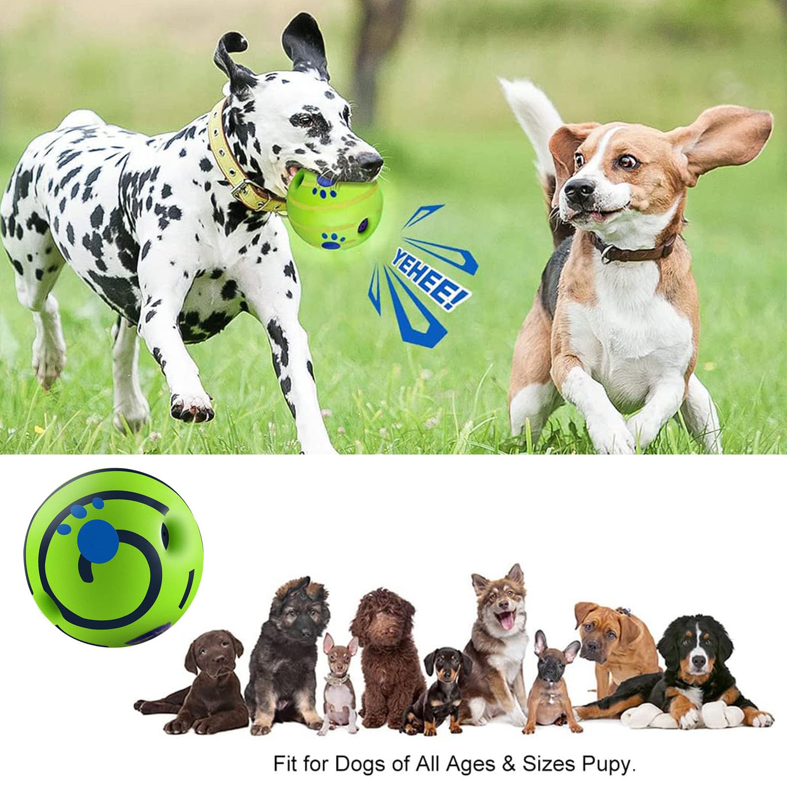 Mystiqut Natural Latex Rubber Squeaky Giggle Ball for Large Dogs, Green - Image 4