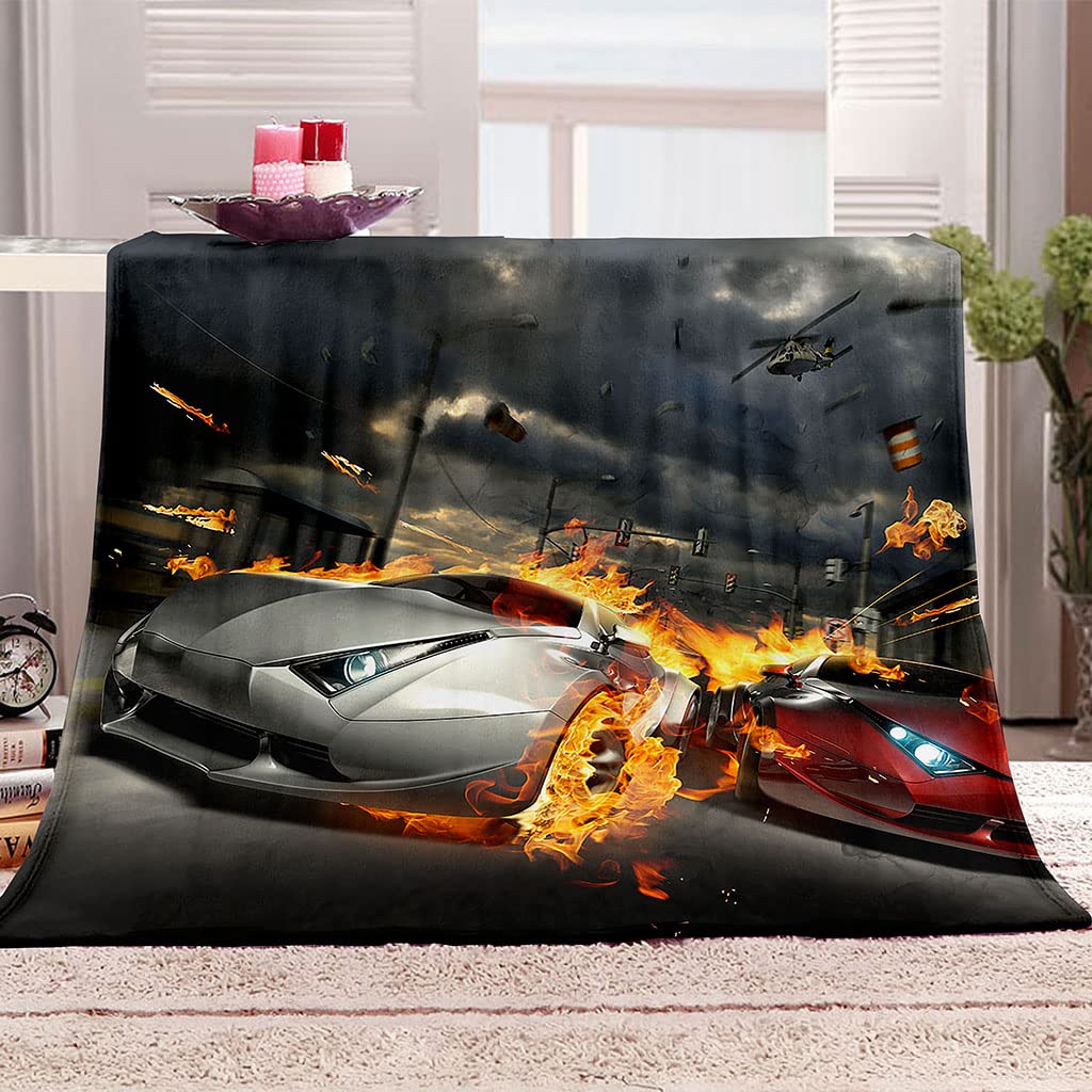 Couverture flanelle flamme supercar, le cadeau idéal pour anniversaire de passionné