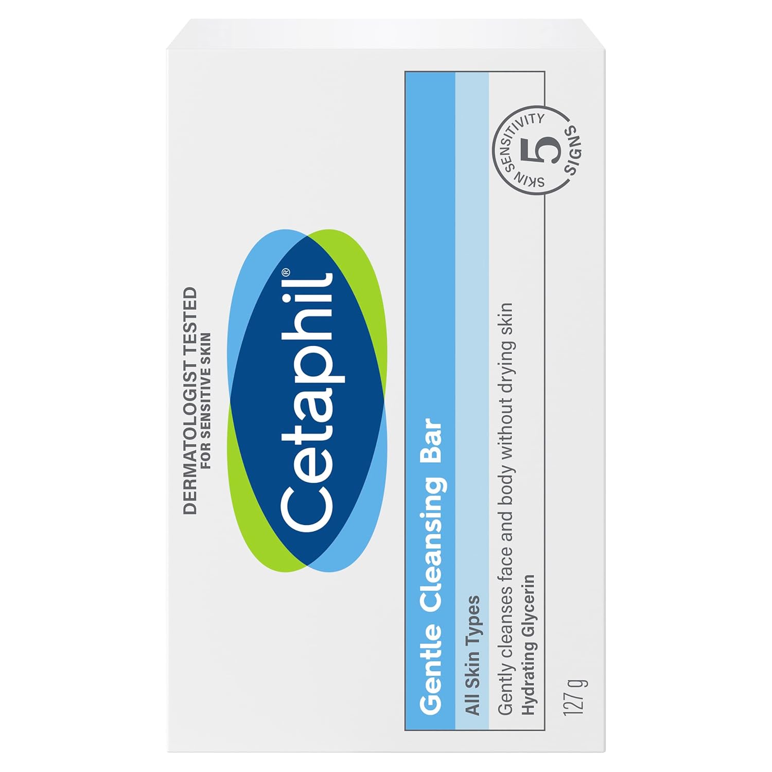 CETAPHIL Gentle Cleansing Bar, 4.5 oz , Nourishing Cleansing Bar For Dry, Sensitive Skin, Non-Comedogenic, Non-Irritating for Sensitive Skin