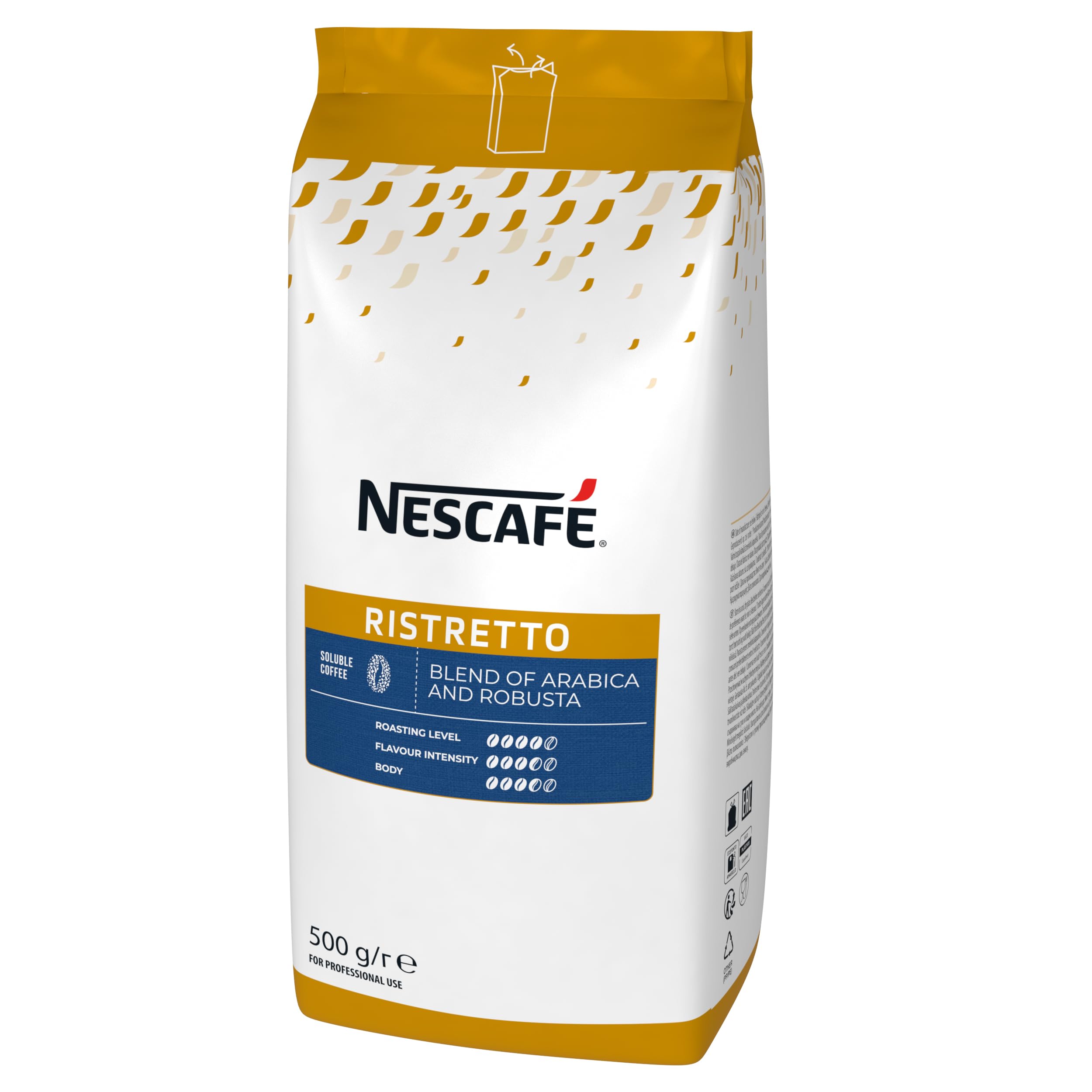 NESCAFÉ Ristretto – löslicher Kaffee überwiegend Arabica – in Pulver – Fruchtige und Röstnoten – 100 % verantwortungsvollere Versorgung – 500 g Beutel