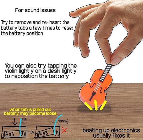 Miniatura 5 de MunnyGrubbers - Llavero de juguete de violín más pequeño del mundo original con música triste jugable - Pequeño llavero de violín con sonido