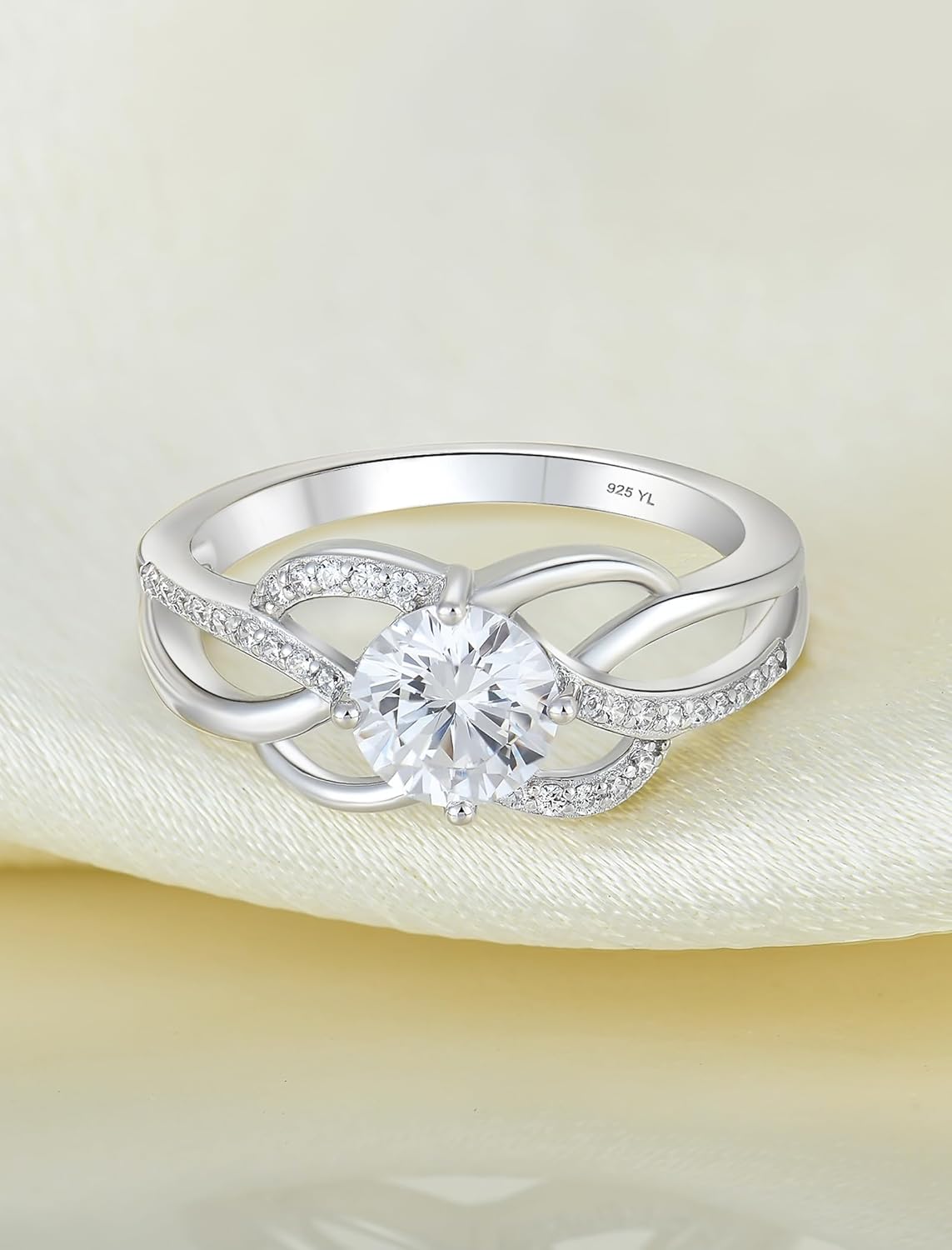 YL Celtic Knot Rings 925 Sterling Silver Twisted Ring Cubic Zirconia Infinity Statement Jewelry for Women - Image 5