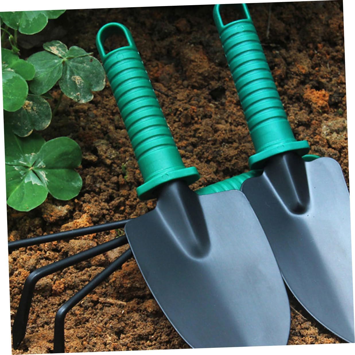 TEHAUX 5pcs Gardening Tool Set with Stainless Steel Shovel, Rake, and Pruner in Portable Carrying Case for Outdoor Planting and Garden Maintenance