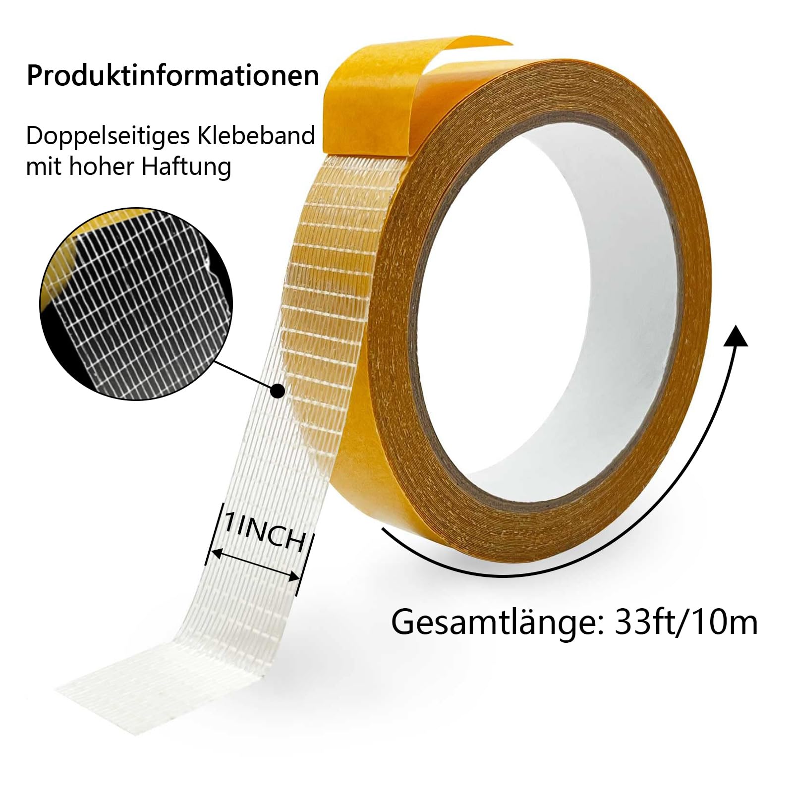 Multifunctional Double-Sided Tape, Transparent Tape for Clothes, Double-Sided Carpet Tape, Heavy Duty, 1 Inch x 33 ft (10 m) Strong Double-Sided Tape with High Adhesion - Image 2