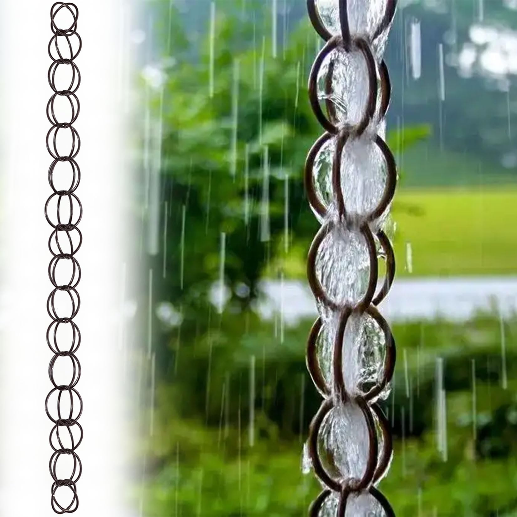 WEKONUMEX Rain Chains for Gutters, Rain Chain For Gutter Water Collection Garden Patio Gazebo Multicolor 1-10m(Dark brown,3m(10ft))