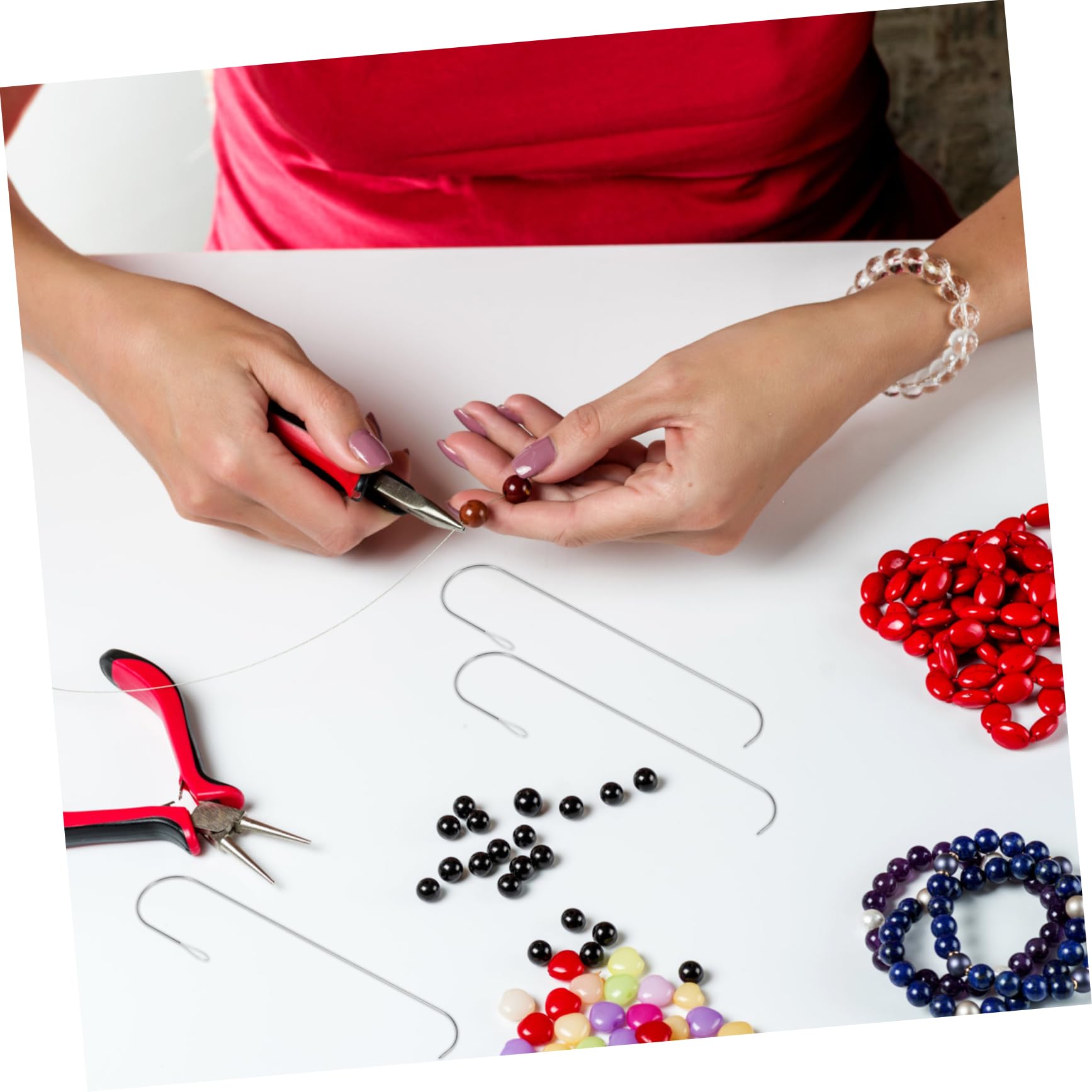 Gogogmee 5pcs Metal Beading Needles Simple Design for Fast Bead Pick-up and Time-Saving Bead Making DIY Projects