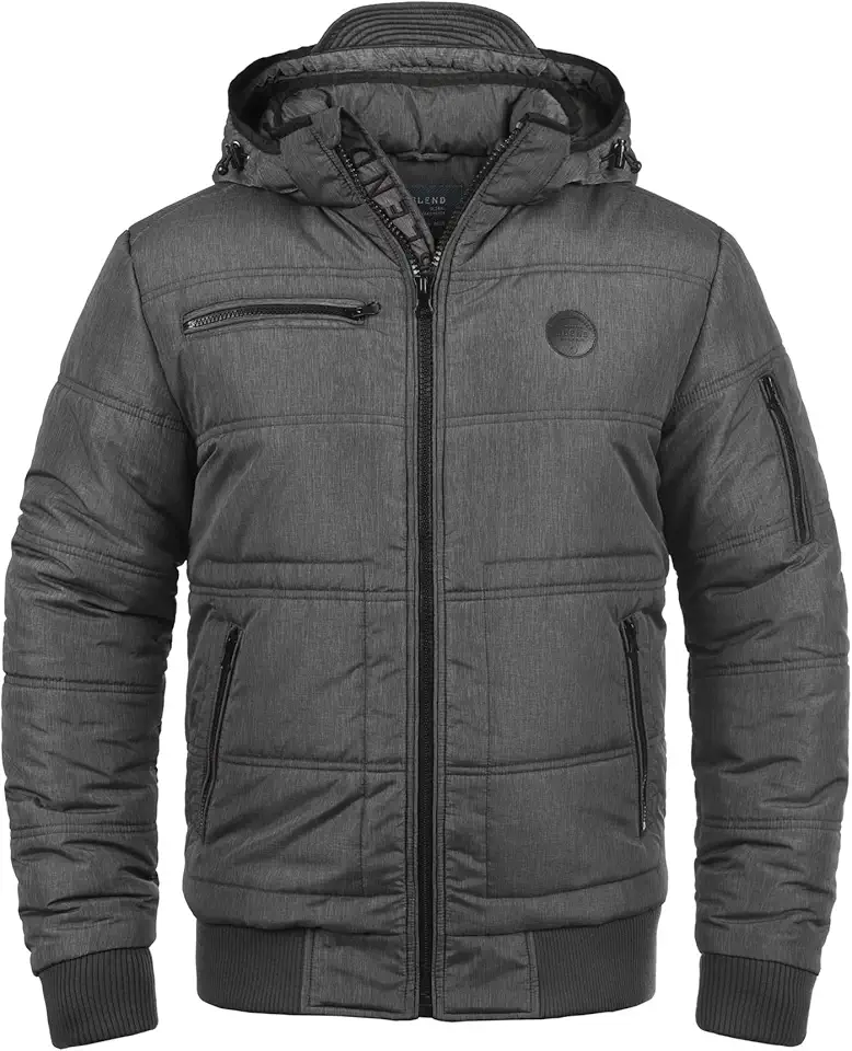 Blend BHBoris Herren Winterjacke Steppjacke Jacke gefüttert mit abnehmbarer Kapuze Reißverschlusstaschen Regular fit