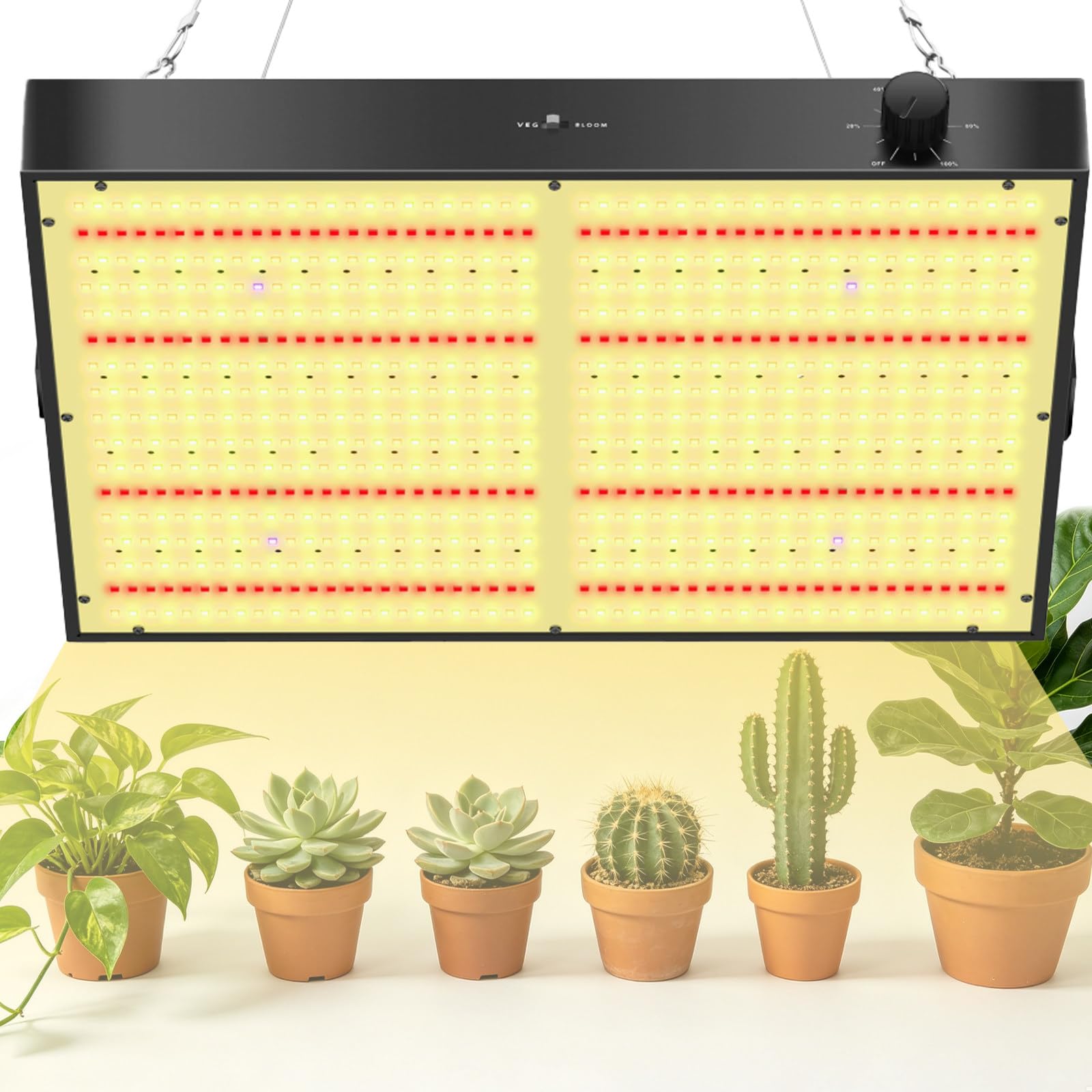 KRYANFEN LED Grow Light 100W Dimmable Plant Lamp High PPF 671umol/s 3000K 5000K 660nm Red LED Grow Lights Full Spectrum for Indoor Plants Seedling and Veg PB3000SingleDimming