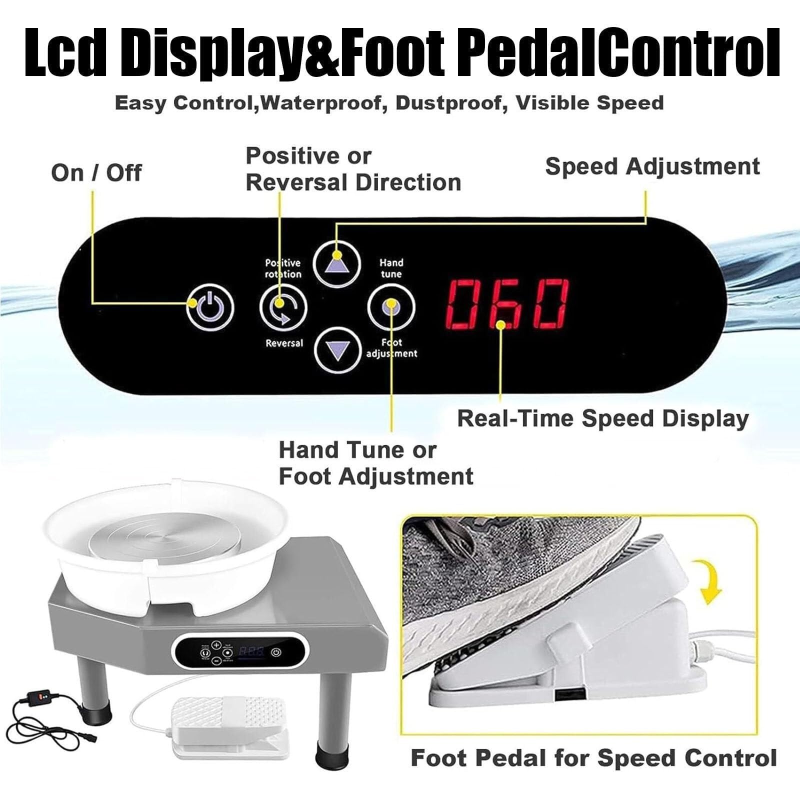 Pottery Wheel Pottery Forming Machine,Ceramic Forming Wheel,Electric Pottery Wheel with Foot Pedal Clay Tool,Ceramic Machine Work Clay Art Craft(110V)