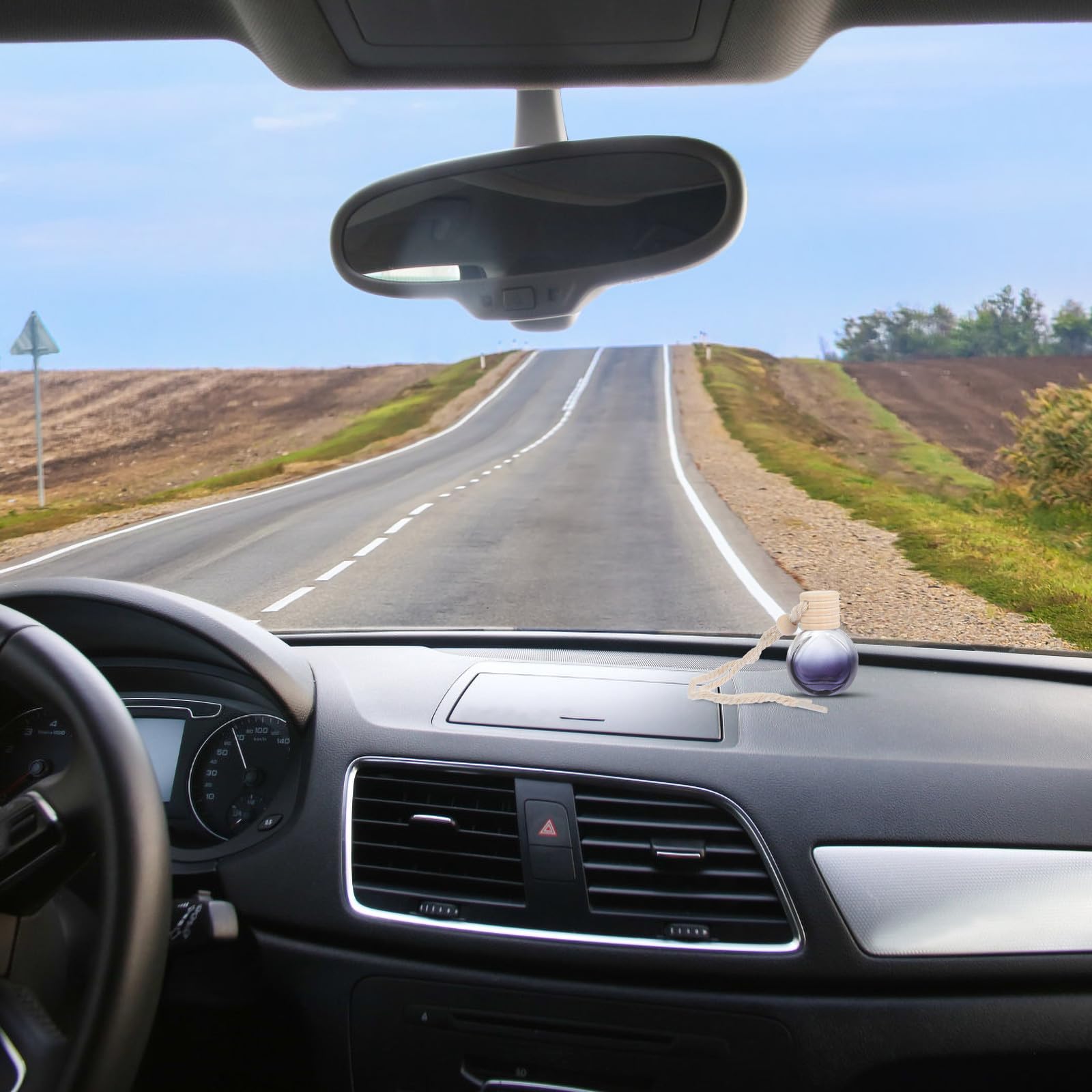 Diffusore di Profumo per Auto 20 Pezzi Bottiglia di Olio Essenziale Appesa Nera Cordino di Cotone e Coperchio Anti-perdita Decorazione Interna per Ambienti Auto Ufficio Casa