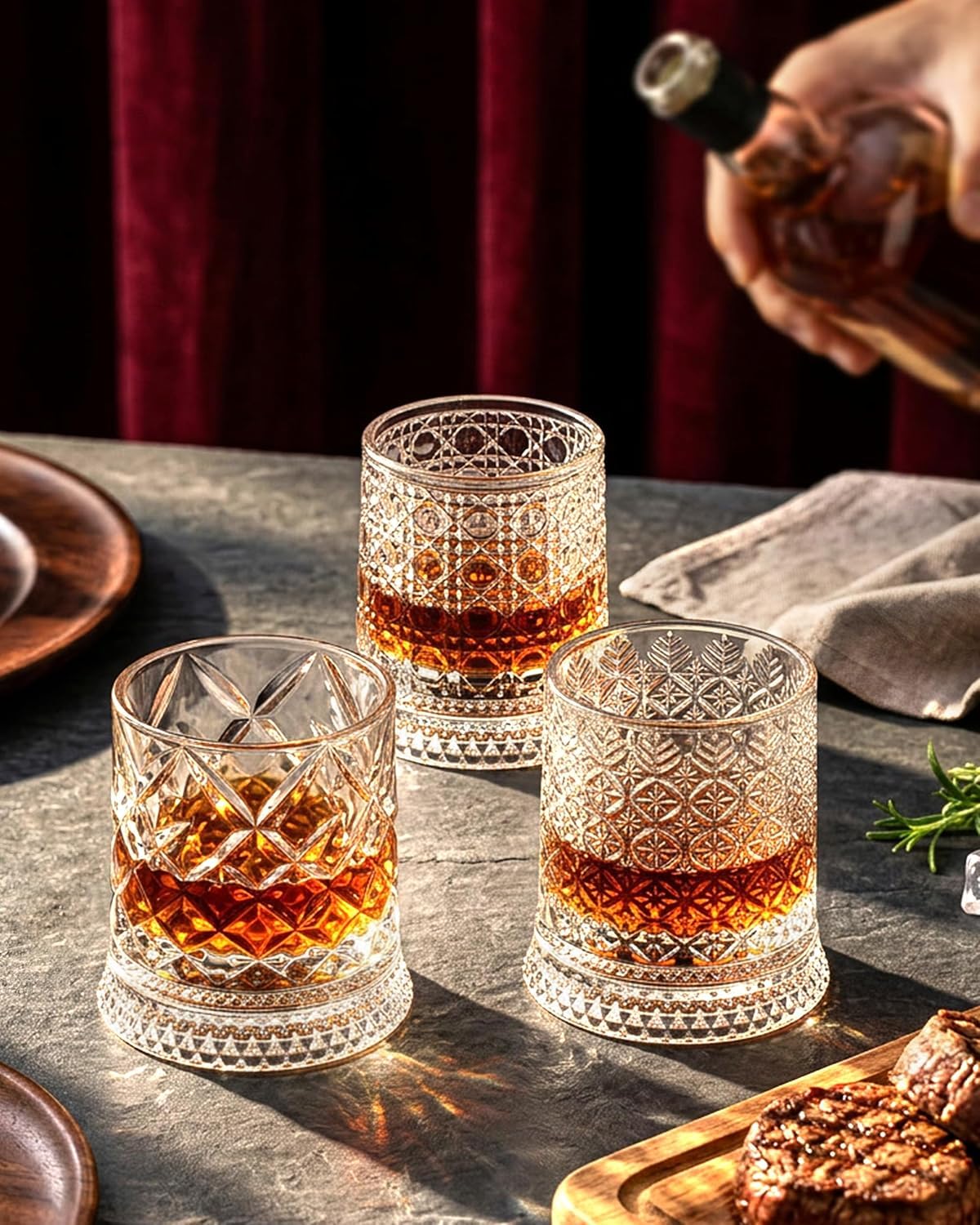 VILON Premium Rotating Whiskey Glass – 300ml Crystal Clear 360° Spinning Old Fashioned Tumbler | Lead-Free Carved Cut Glass for Whiskey, Scotch, Bourbon, Brandy & Cocktails (Pack of 1) — Amazon image 5