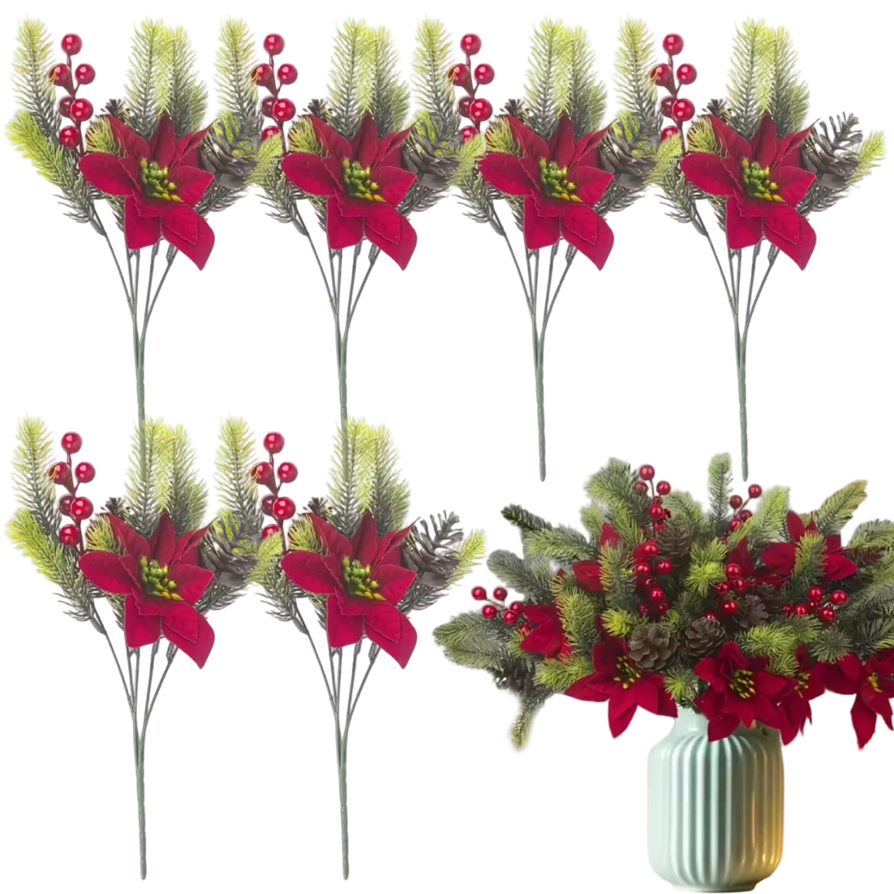Poinsettia à baies rouges de Noël pour illuminer votre table de fête