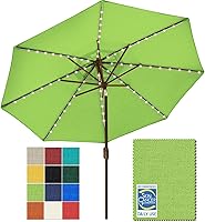 Vista 74 de EliteShade USA - Sombrilla solar de 9 pies / 2.74 metros, de 3 niveles, con 10 años sin decoloración, 80 luces LED para patio, mesa al aire libre