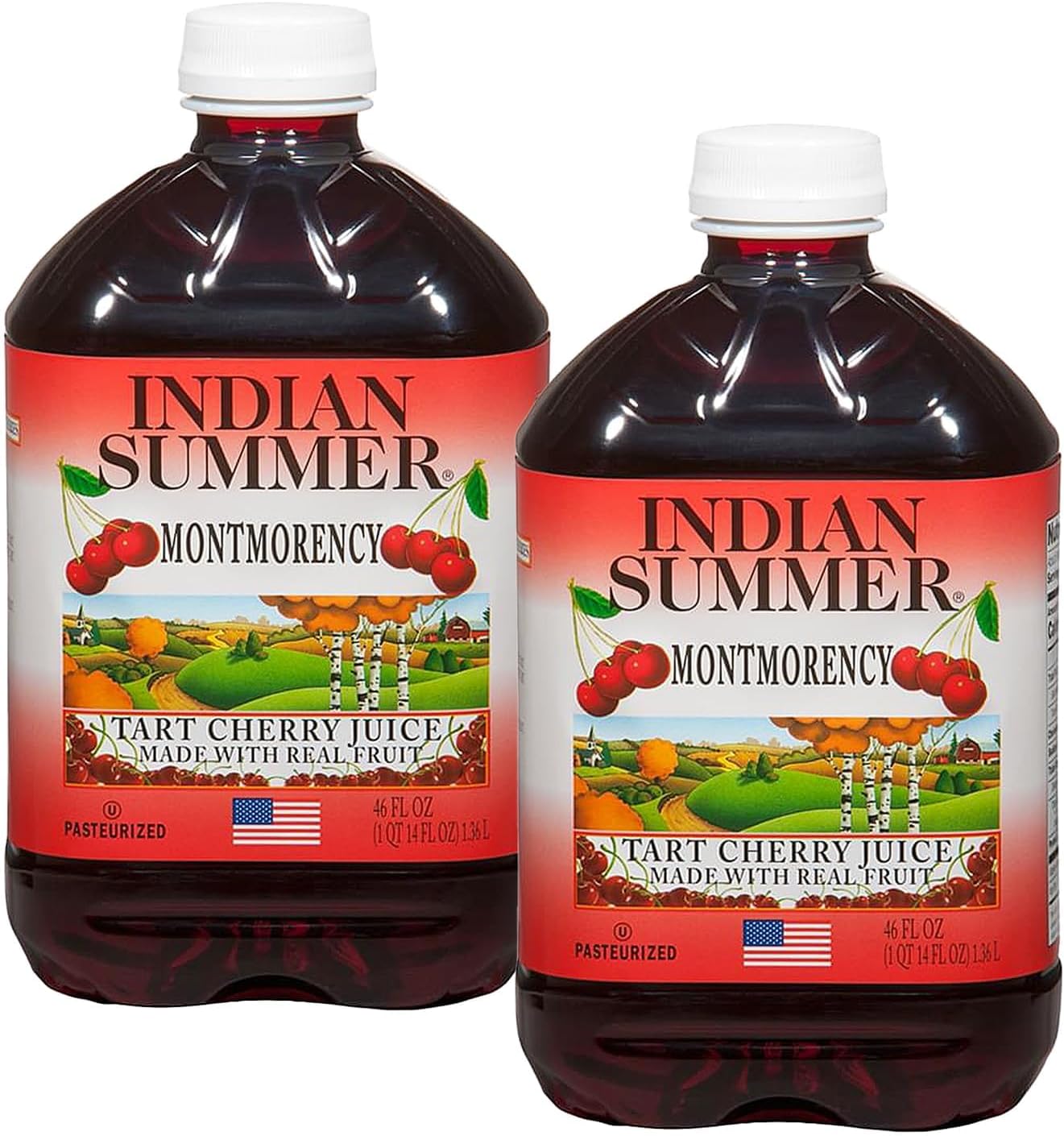 Indian Summer 100% Tart Cherry Juice, Made with Real Fruit, Real Montmorency Cherry Juice Packed with Antioxidants (46 Fl Oz, Pack of 2)