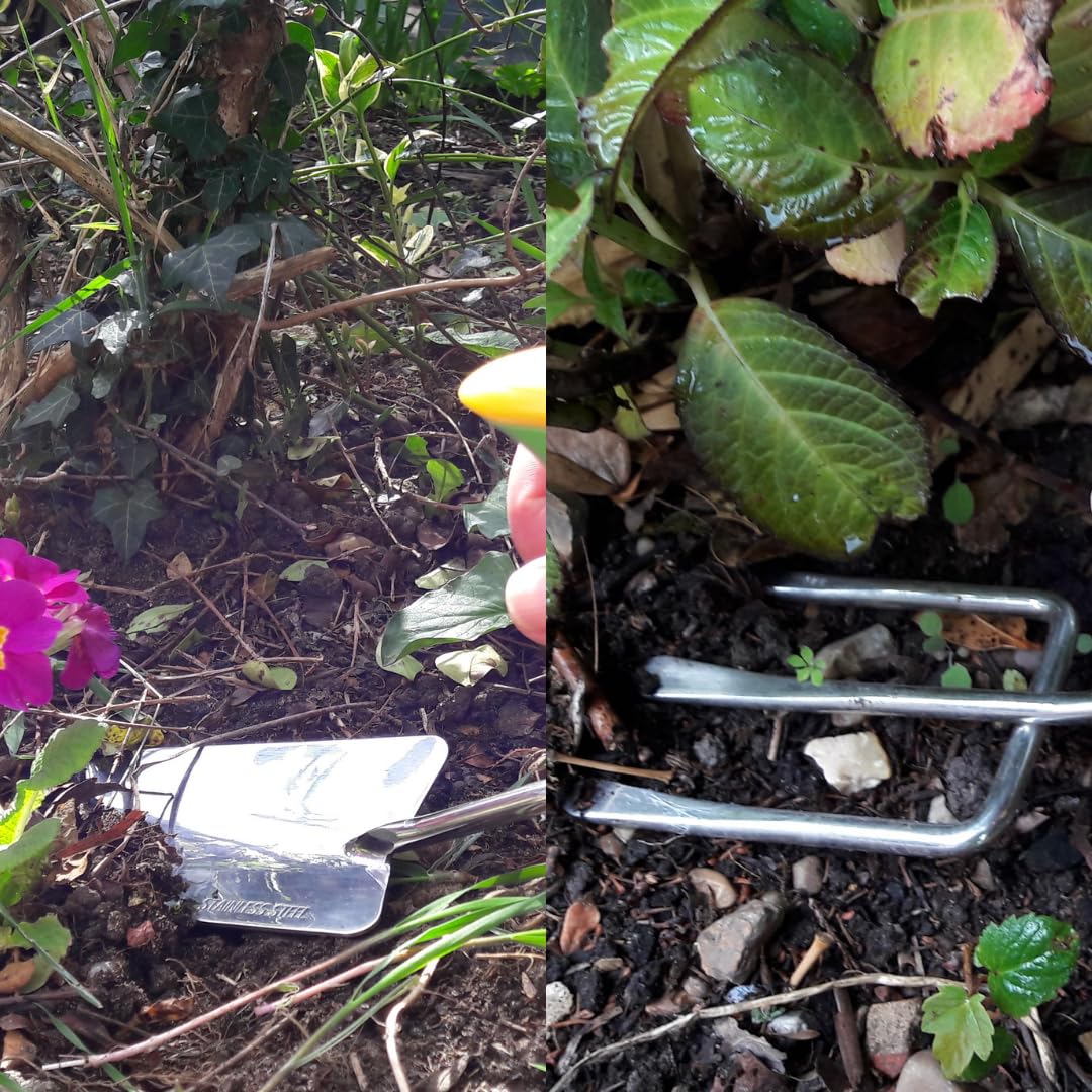 Easi-Grip® - Attrezzo da giardino ergonomico per persone con difficoltà che desiderano lavorare in giardino, in diverse versioni e lunghezze, giardinaggio, aiuola rialzata (corto, set)