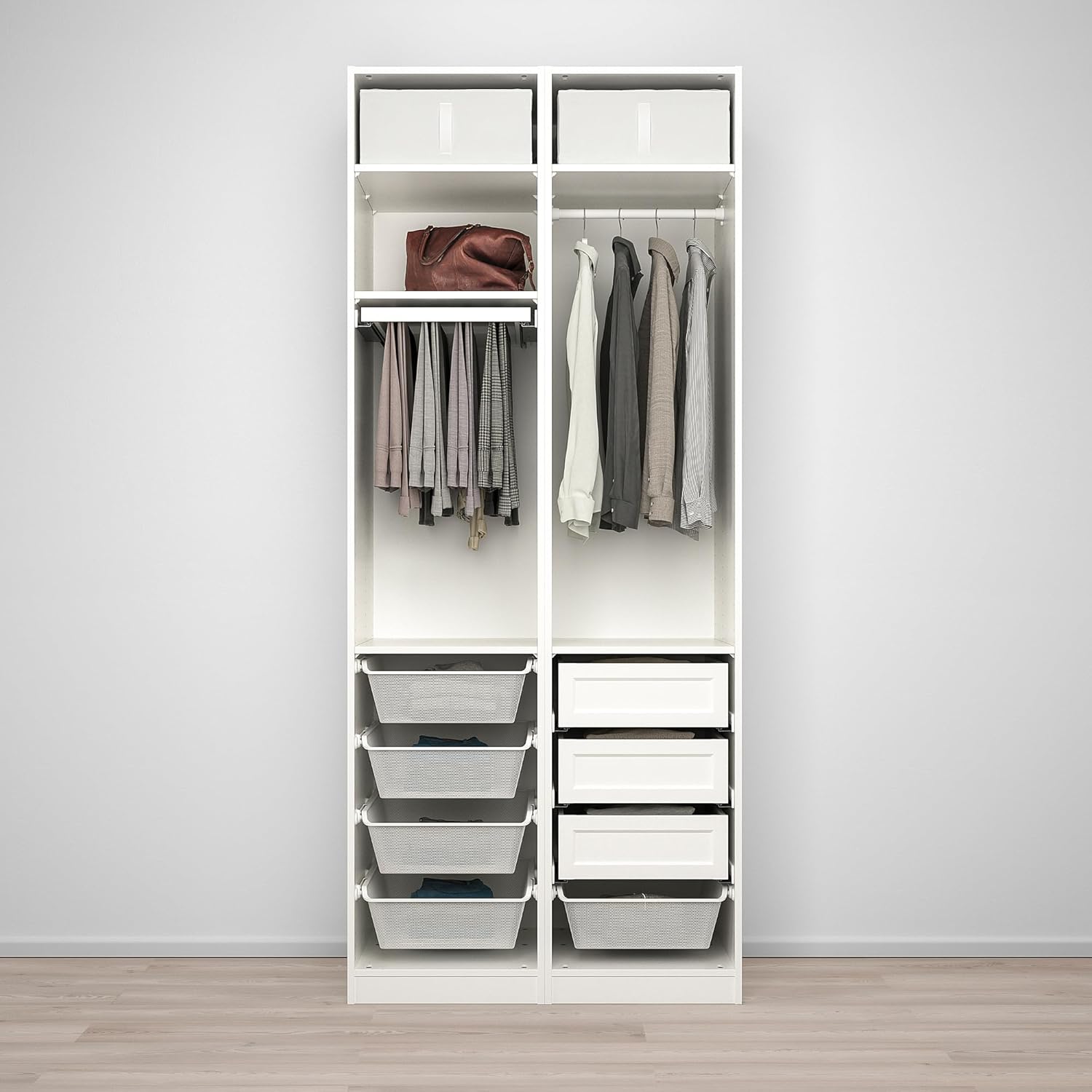 PAX/GRIMO Wardrobe combination, white/white, 100x60x236 cm