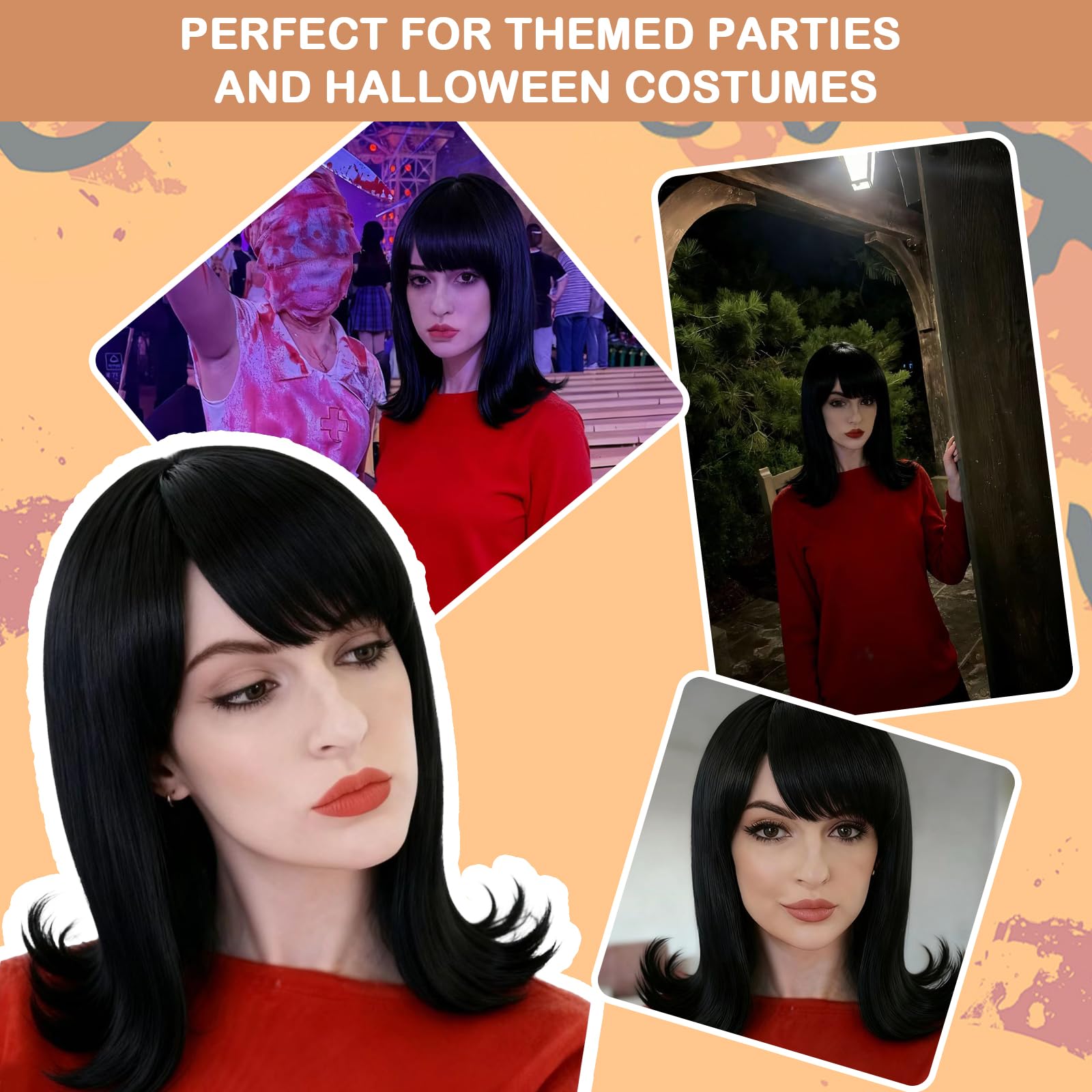 NEW Short Black Stylish Flip Up Wig Amazon.com: IEBIYO Black Flip Wig Women 60s Wig Short Black  main image 2