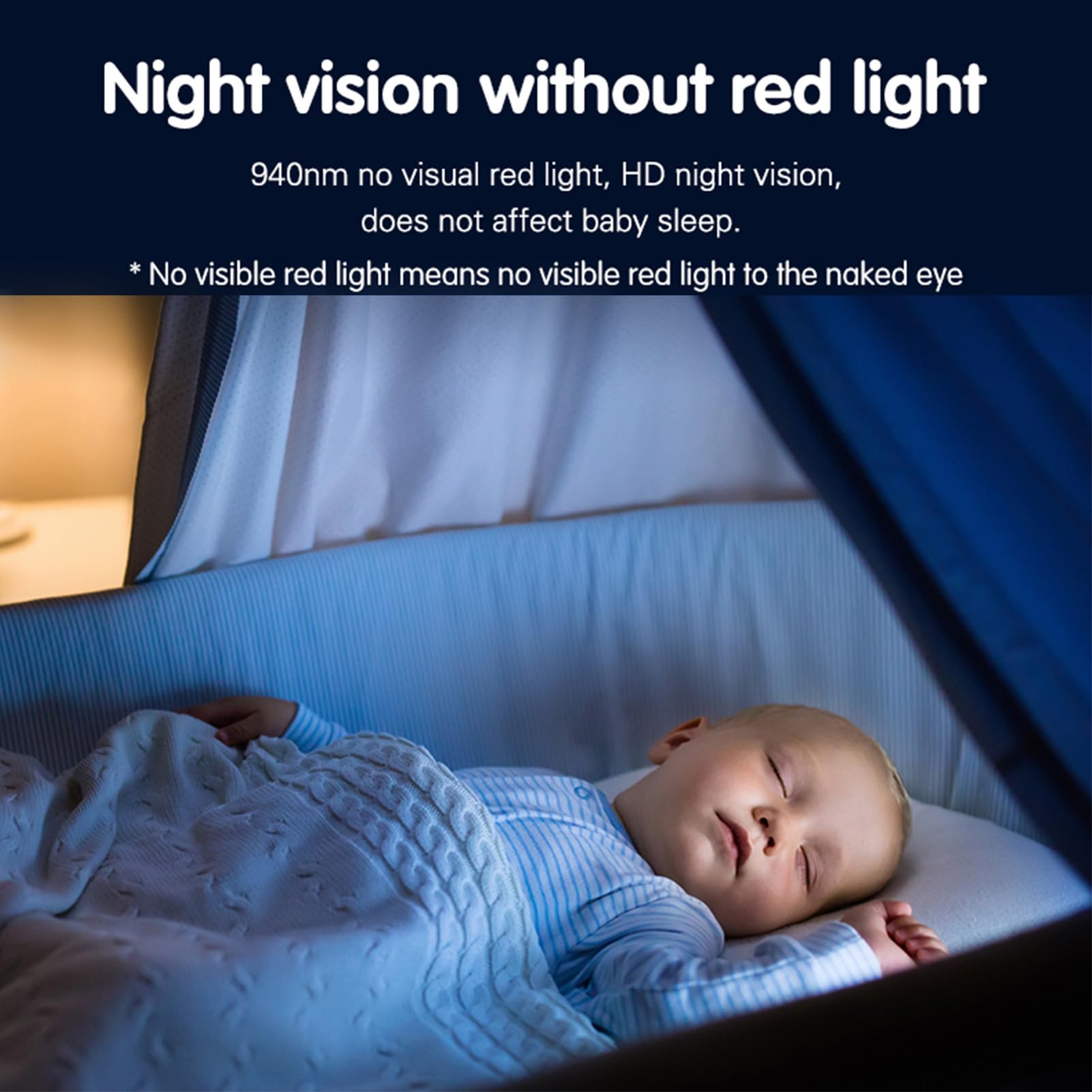 Airshi Monitor de bebé WiFi, Control Remoto de 100-240V, Reproducción de Canciones de Cuna, Batería de 3000mAh, Cámara de Vídeo para Niños Pequeños para Uso Doméstico (Enchufe de la UE)
