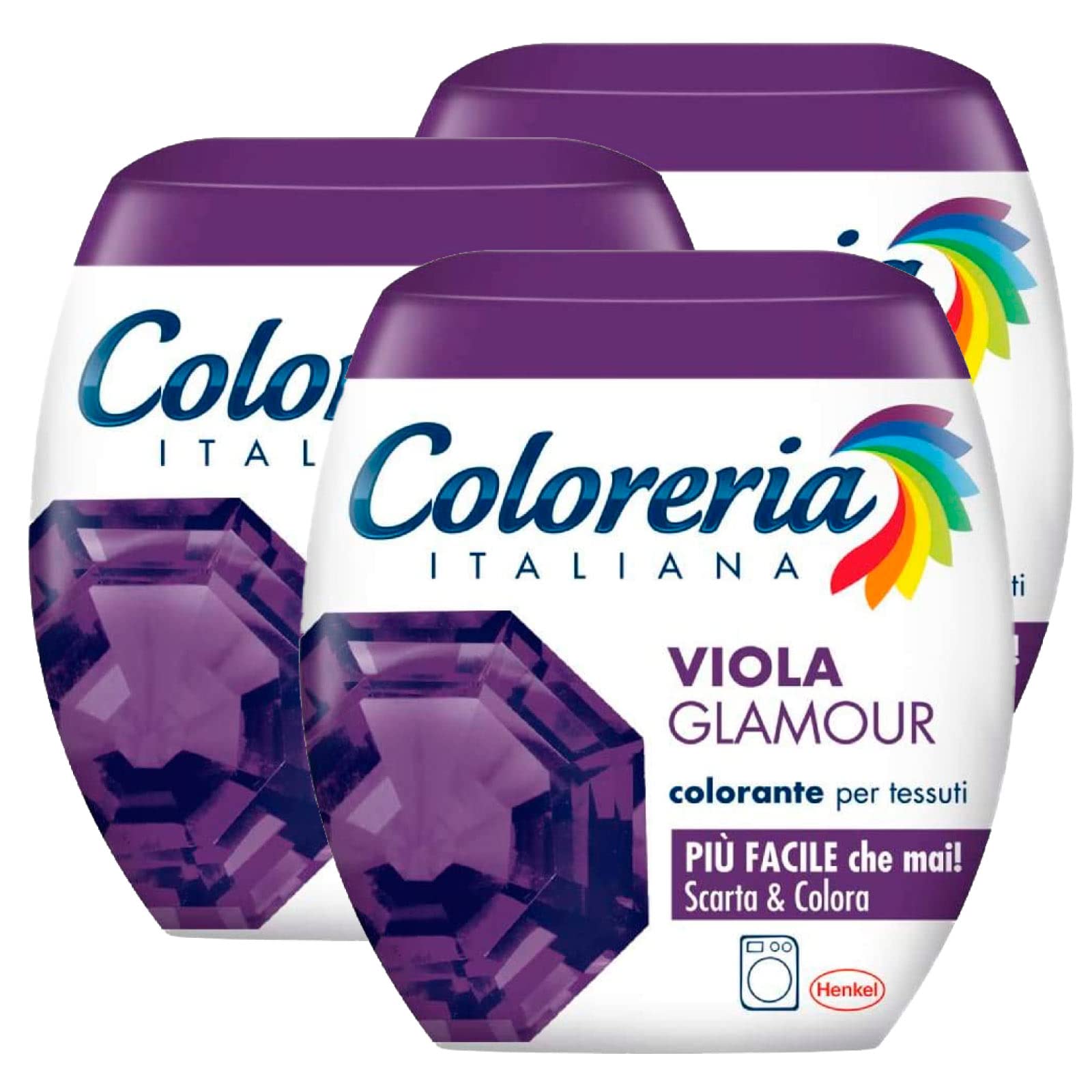 3x Coloreria Italiana Colorante per Tessuti in Lavatrice Colore Viola Glamour Formula Tutto in Uno - 3 Confezioni Monodose da 350 g