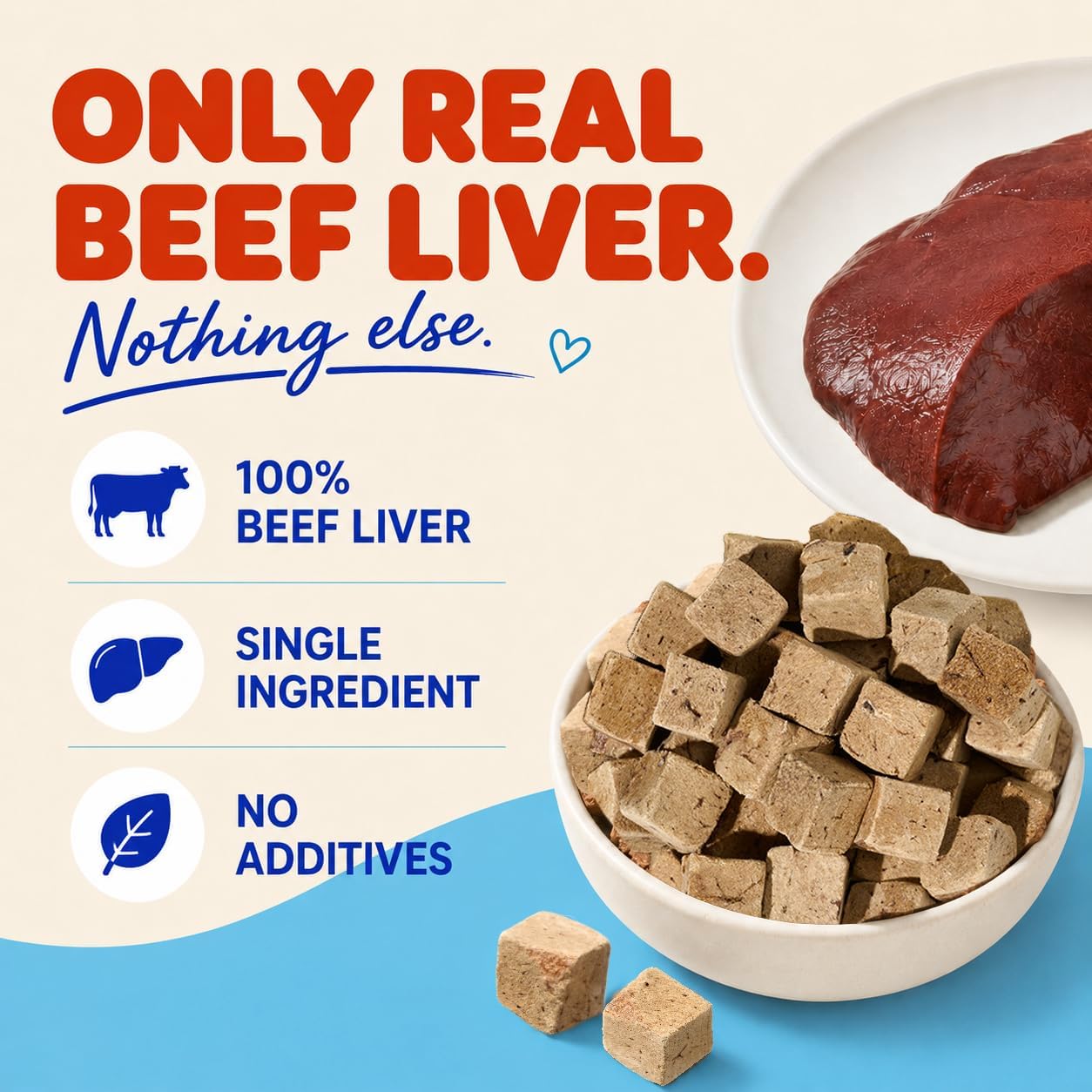 Freeze Dried Beef Liver Treats for Dogs, 1.1 lb Value Tub, Single Ingredient Beef Liver Cubes, High Protein Grain Free Dog Treats, Bite-Size Training Rewards & Meal Topper thumbnail