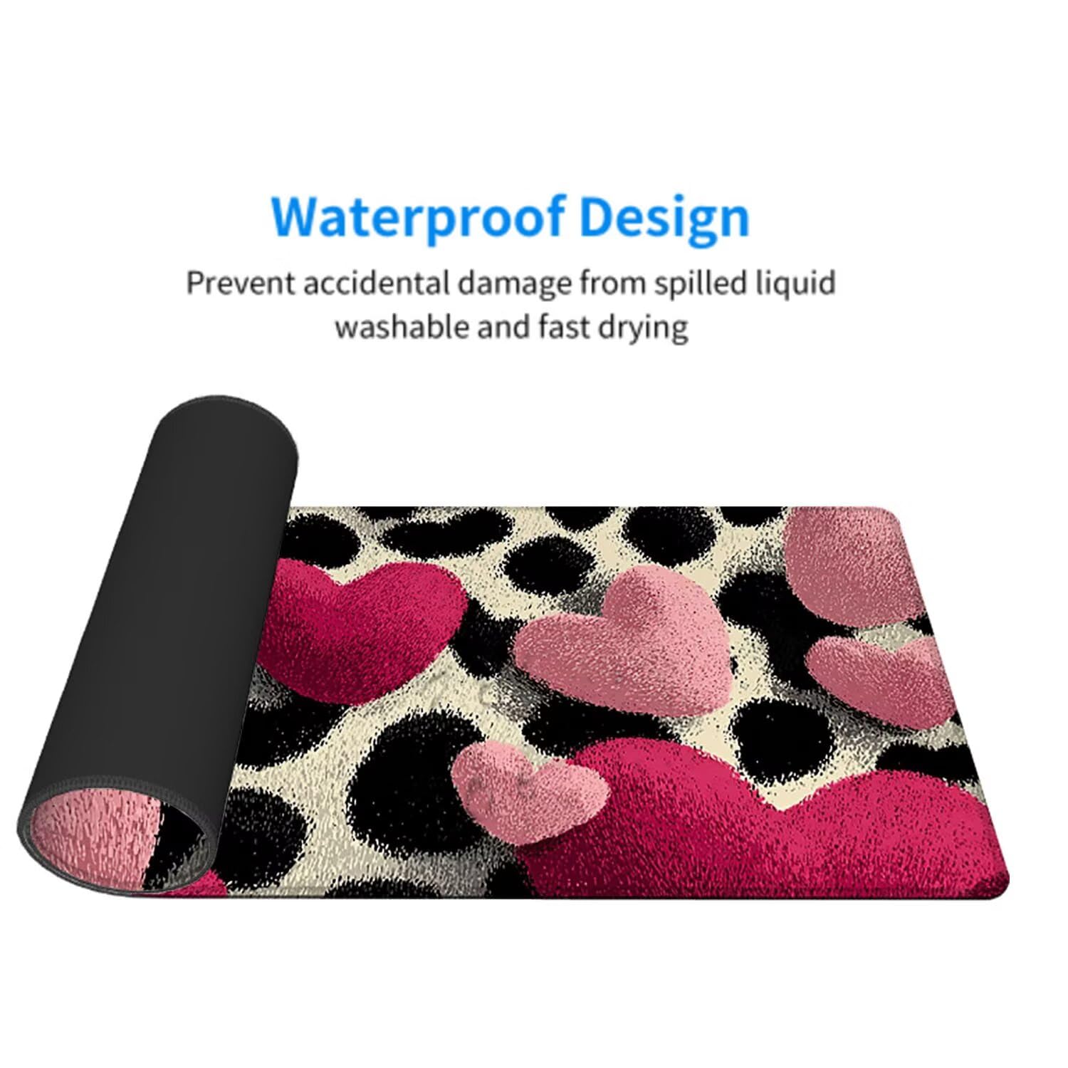 Abstrakcyjna podkładka pod mysz pod mysz pod mysz do gier XXL 1400 x 600 x 3 mm podkładka pod mysz gumowa czerwone serca duża podkładka pod rękę dla graczy akcesoria PC, do klawiatury laptopa w-10092