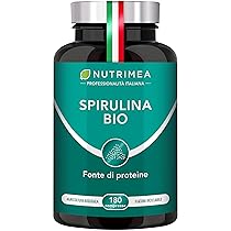 SPIRULINA BIOLOGICA PURA | 180 Compresse | 1500 mg. | Ricca di Proteine, Ficocianina, Vitamine e Minerali | Energia e Recupero | 100% Naturale | Nutrimea