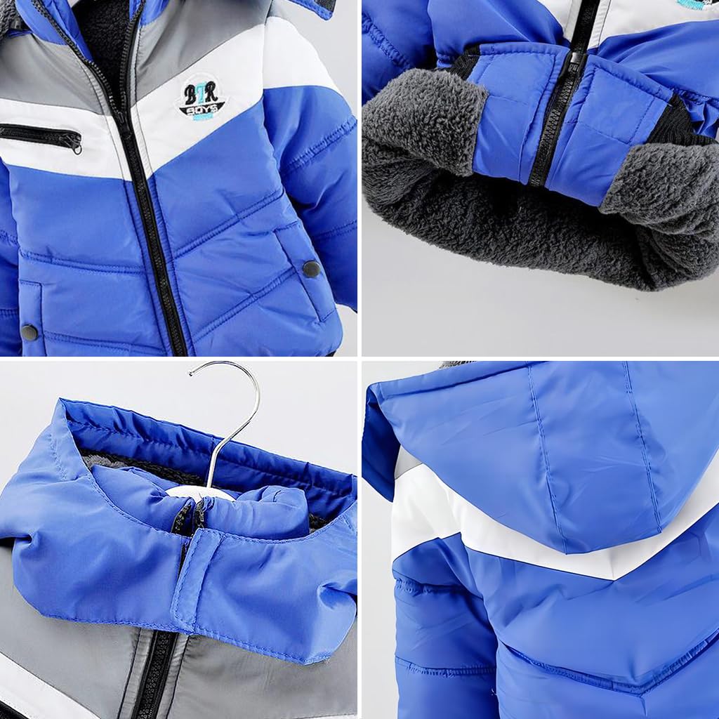 linboo Manteau Garçon Enfant Doudoune Hiver Veste à Capuche Epais Blouson Doublure Polaire Chaud Parka Rembourré Vêtement d'Extérieur