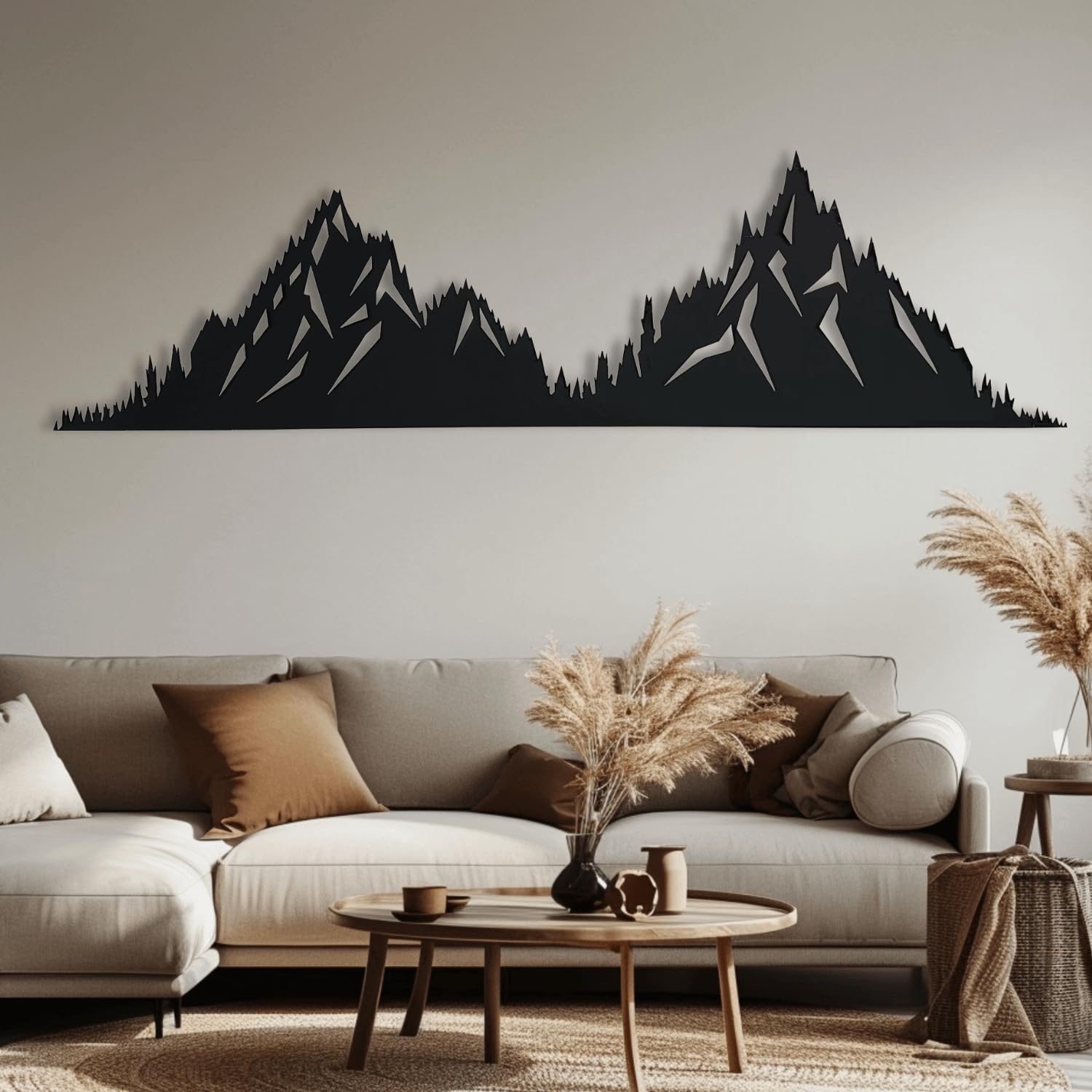 Décoration murale en métal d'art minimaliste et haut de gamme 135x30cm argent