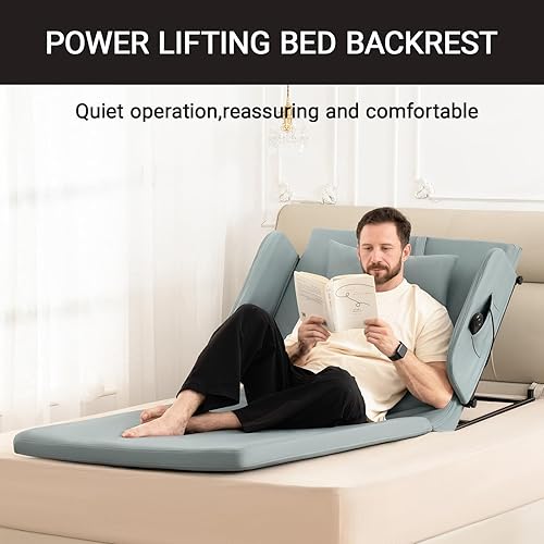 Miniatura 5 de Respaldo de cama elevador  Colchón eléctrico de cuña ajustable con funda de almohada para ancianos, pacientes, mujeres embarazadas para sentarse y