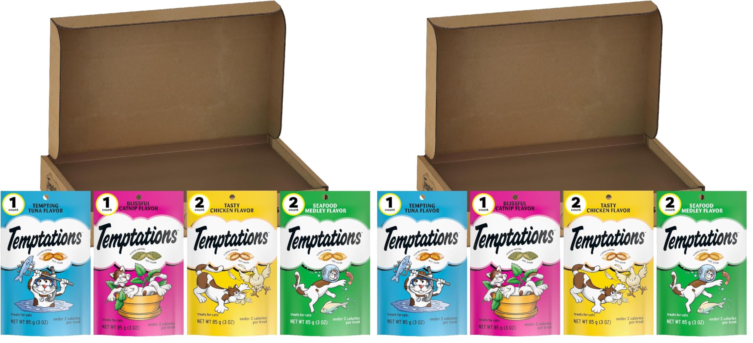 Temptations Cat Treats Classic Crunchy and Soft Feline Favorites Variety Pack,3 oz. Pouches,(Pack of 12)