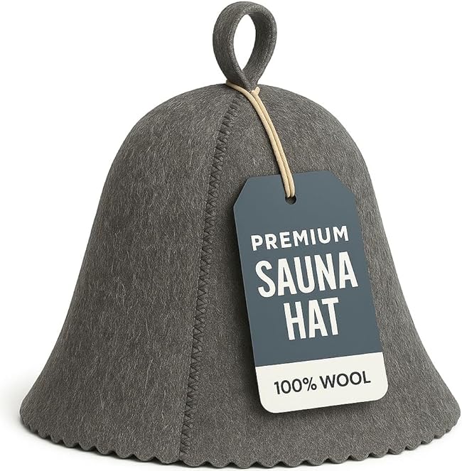 Premium Sauna Hat – 100% Natural Wool, Handmade Sauna Headwear for Men and Women – Eco-Friendly, Breathable, Insulating Hat for Sauna, Steam Room, Banya, and Bathhouse – One Size Fits All, Grey