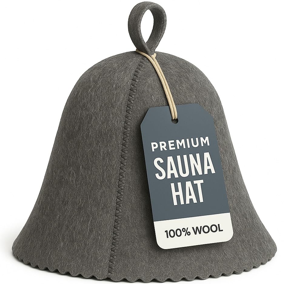 Premium Sauna Hat 100% Natural Wool Handmade Sauna Headwear for Men and Women Eco-Friendly Breathable Insulating Hat for Sauna Steam Room Banya and Bathhouse One Size Fits All Grey