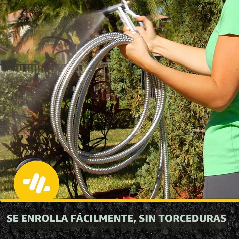 BIONIC STEEL Manguera de jardín de 75 pies, manguera de agua de metal de acero inoxidable 304 de 75 pies, manguera flexible, sin torceduras, ultraligera y duradera, resistente al aplastamiento