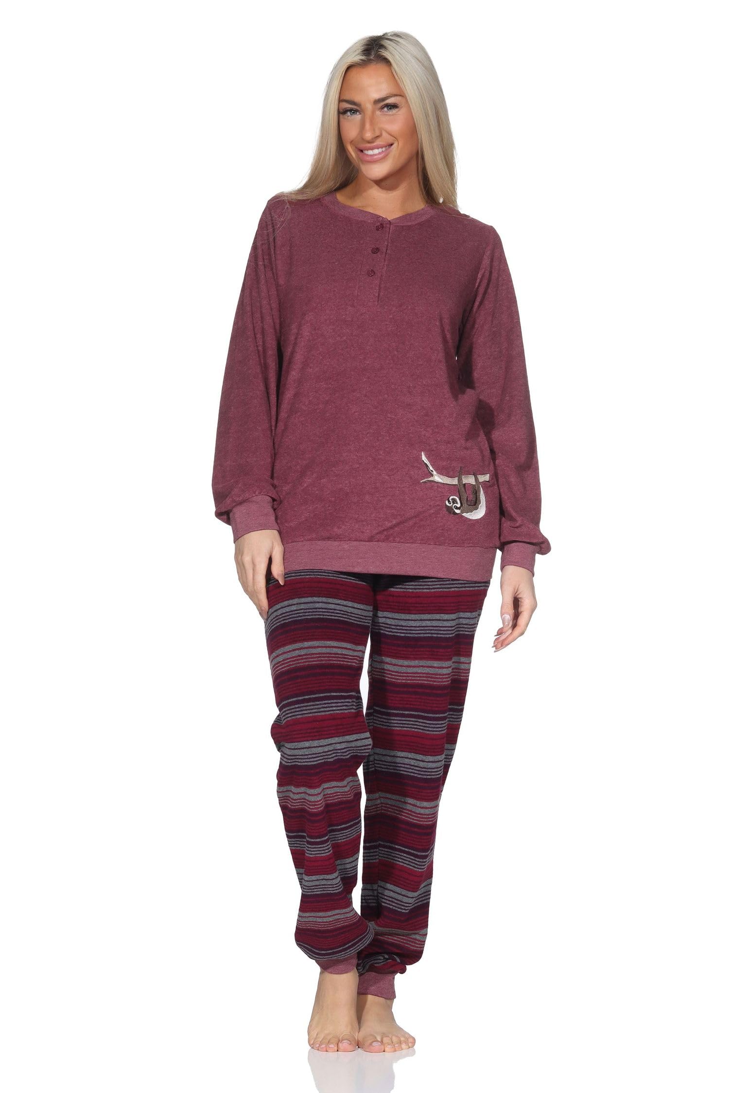 Roze grijze badstof pyjama Comtessa | Gratis verzending vanaf 40,- | Online de mooiste pyjama’s